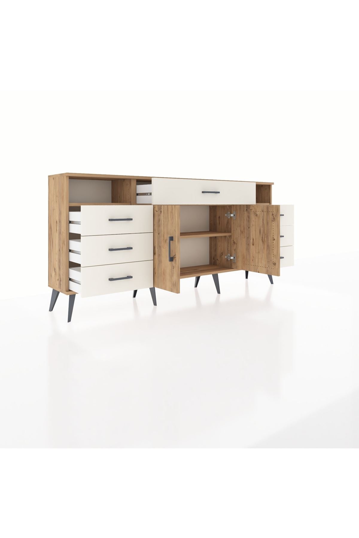 Arges Konsol 4 Raflı 7 Çekmeceli 2 Kapaklı 176x30x83 - S148M036V19A