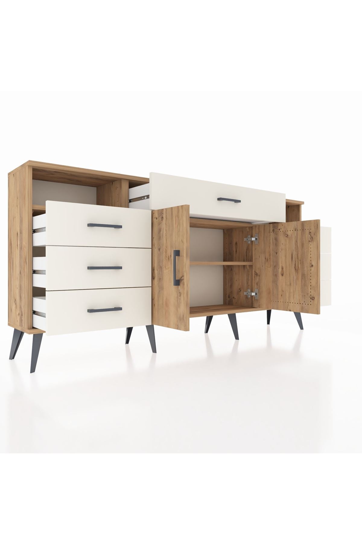 Arges Konsol 4 Raflı 7 Çekmeceli 2 Kapaklı 176x30x83 - S148M036V19A