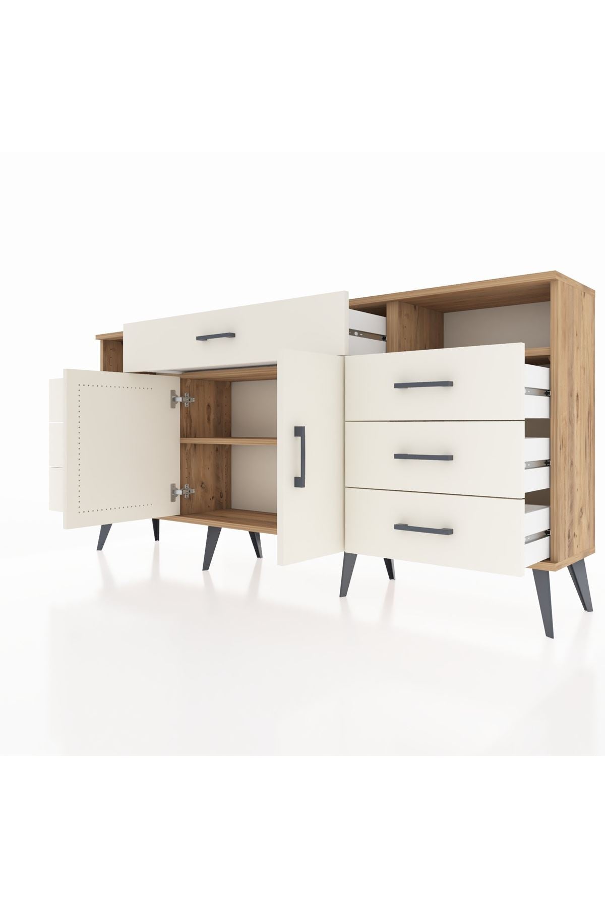 Arges Konsol 4 Raflı 7 Çekmeceli 2 Kapaklı 176x30x83 - S148M036V22A