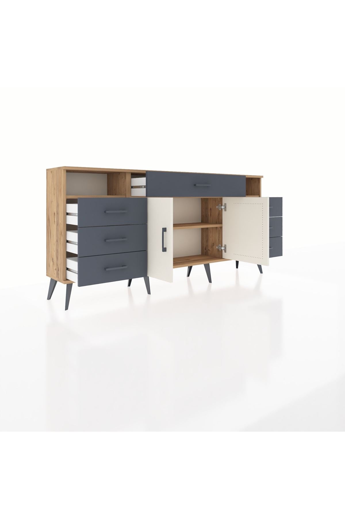 Arges Konsol 4 Raflı 7 Çekmeceli 2 Kapaklı 176x30x83 - S148M036V23A