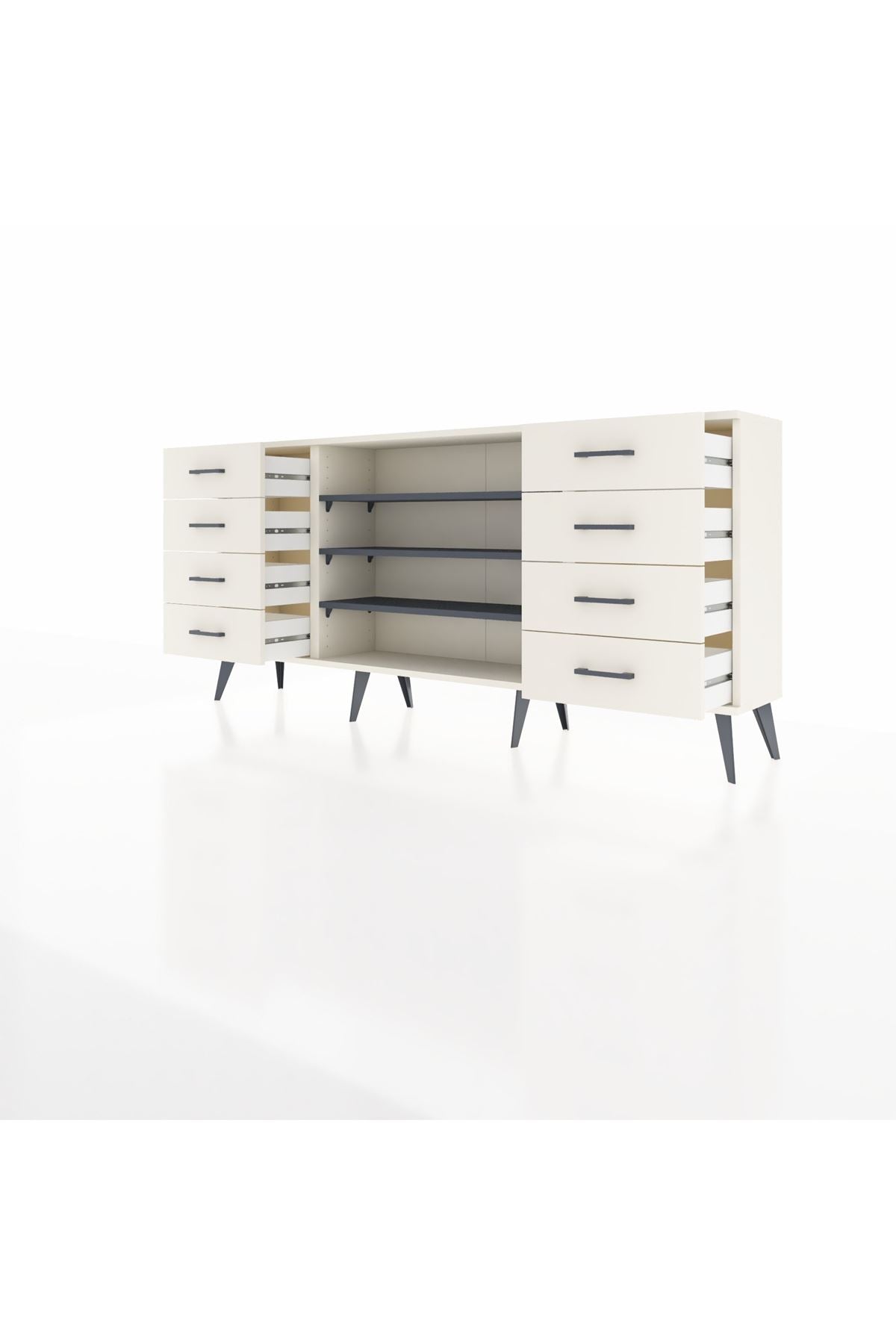 Arges Konsol 3 Raflı 8 Çekmeceli 176x30x83 - S148M038V07A