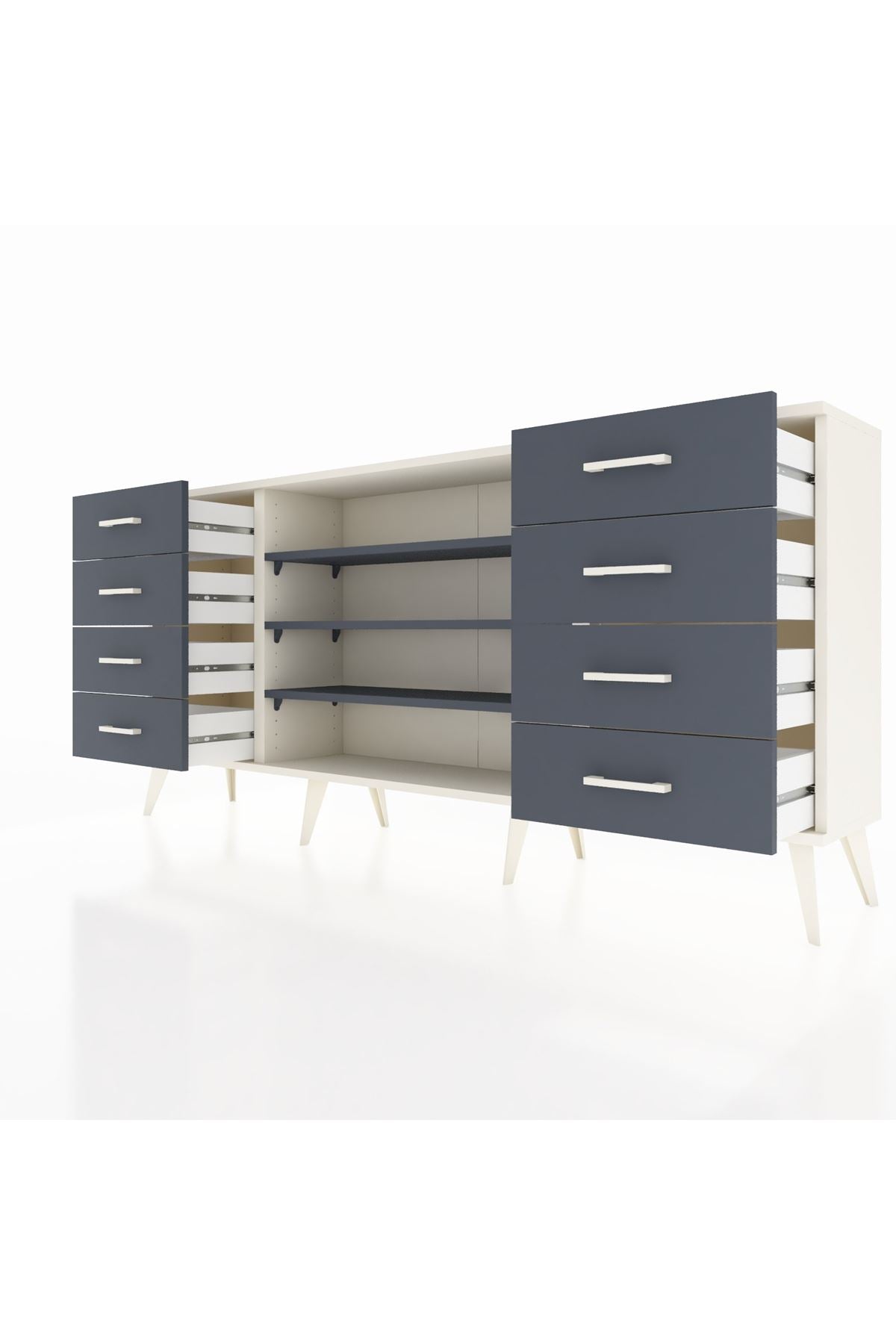 Arges Konsol 3 Raflı 8 Çekmeceli 176x30x83 - S148M038V08A