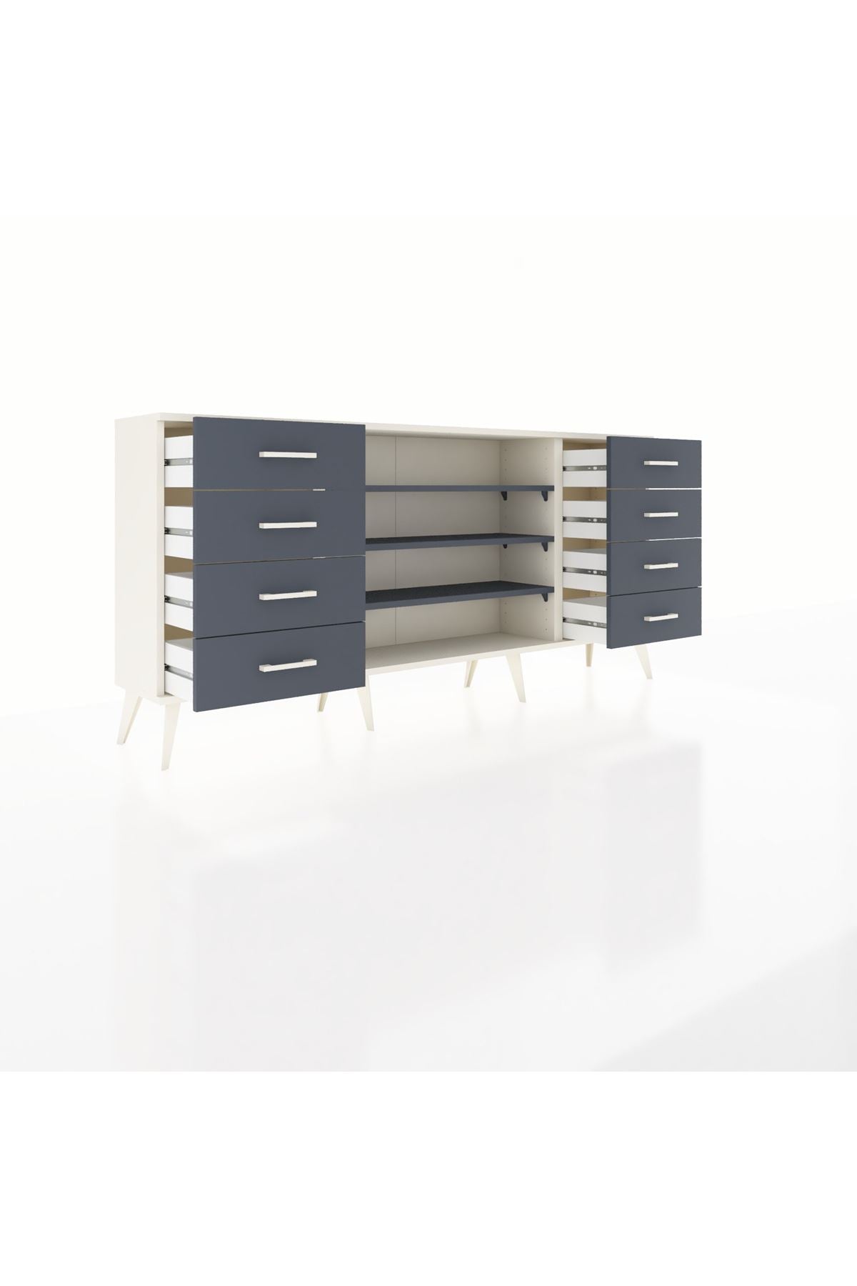 Arges Konsol 3 Raflı 8 Çekmeceli 176x30x83 - S148M038V08A
