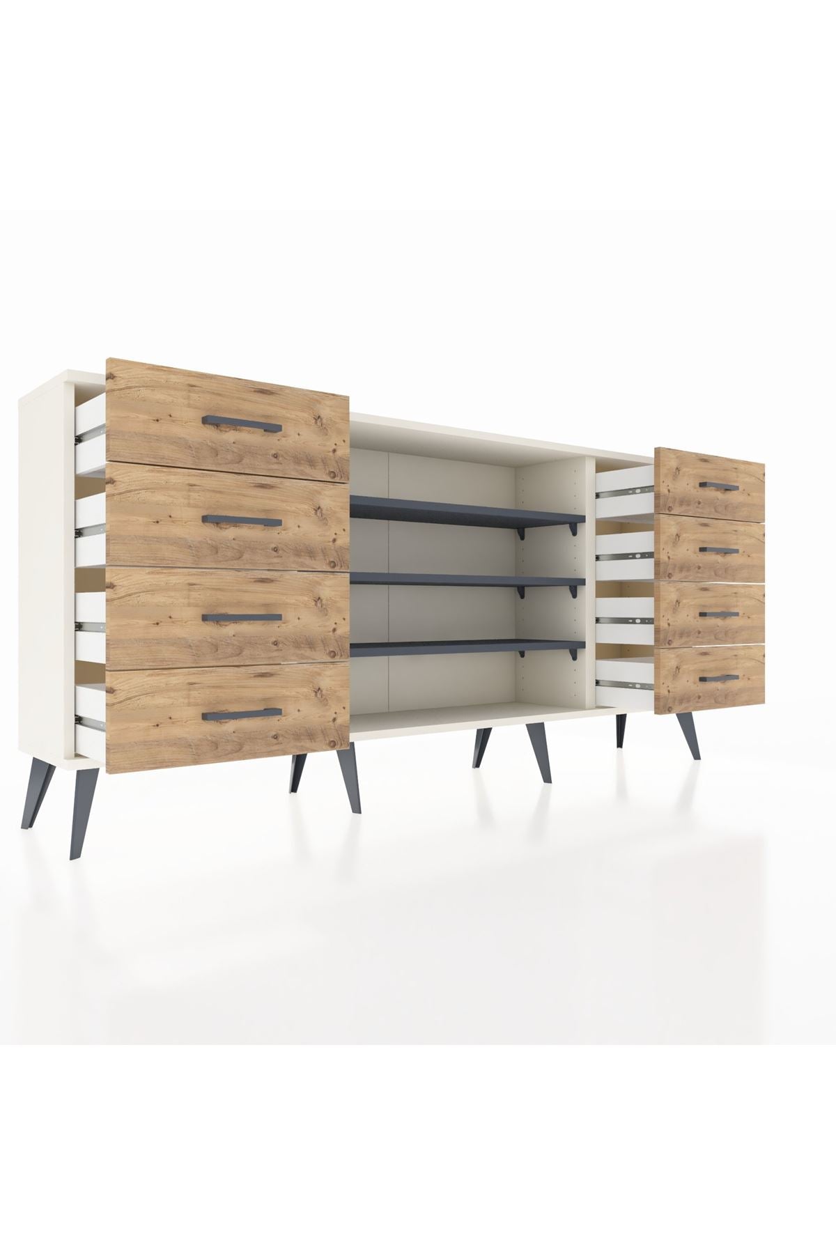 Arges Konsol 3 Raflı 8 Çekmeceli 176x30x83 - S148M038V09A