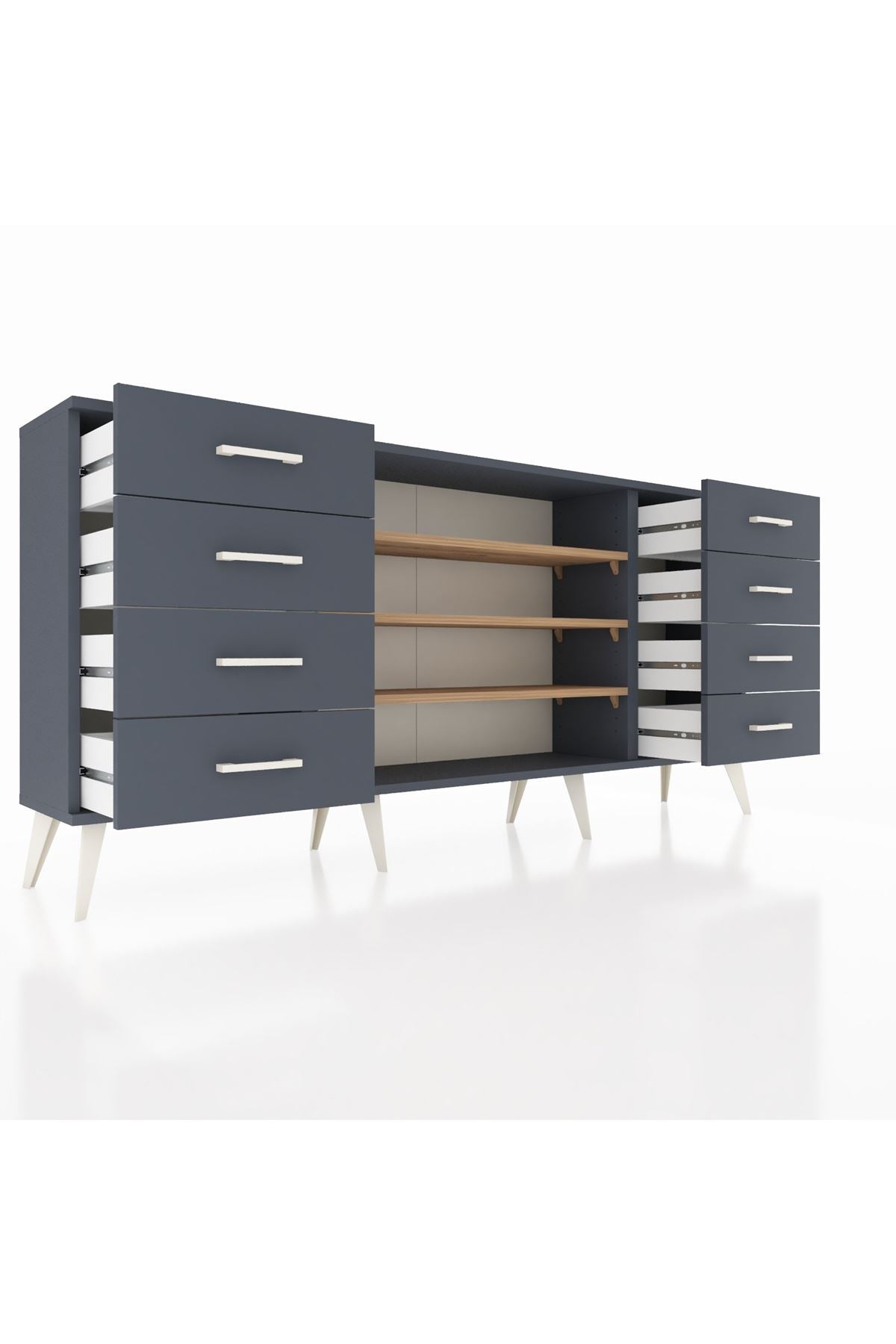 Arges Konsol 3 Raflı 8 Çekmeceli 176x30x83 - S148M038V11A