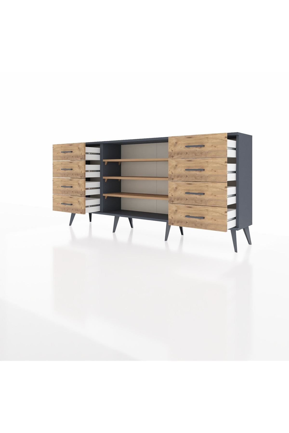 Arges Konsol 3 Raflı 8 Çekmeceli 176x30x83 - S148M038V12A