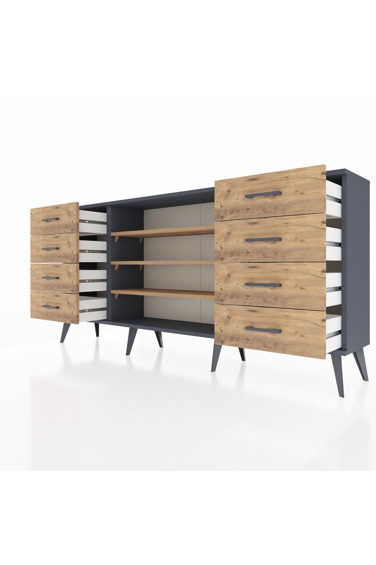 Arges Konsol 3 Raflı 8 Çekmeceli 176x30x83 - S148M038V12A