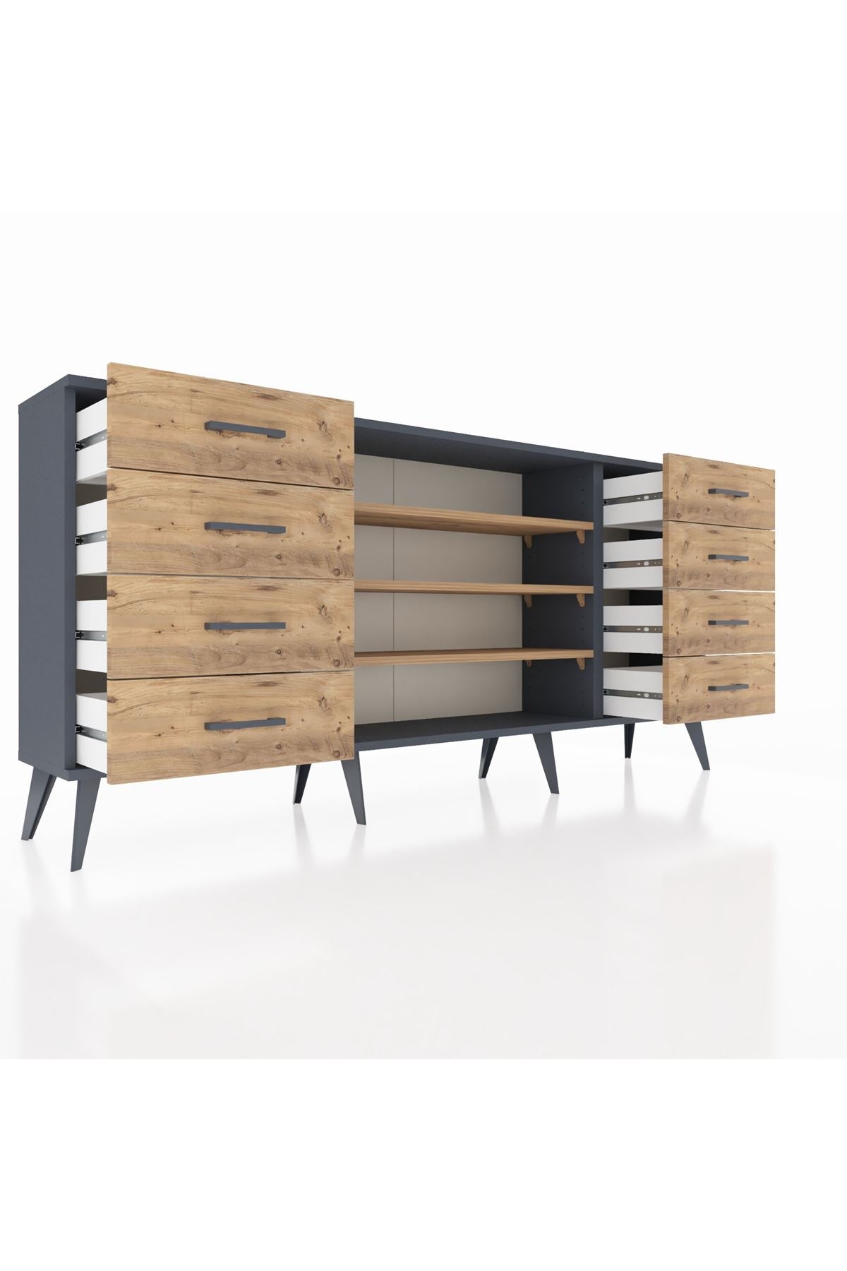 Arges Konsol 3 Raflı 8 Çekmeceli 176x30x83 - S148M038V12A