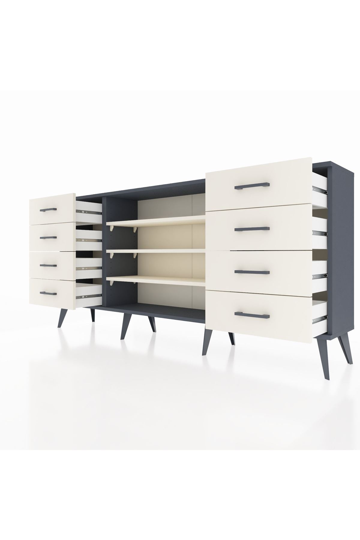 Arges Konsol 3 Raflı 8 Çekmeceli 176x30x83 - S148M038V13A