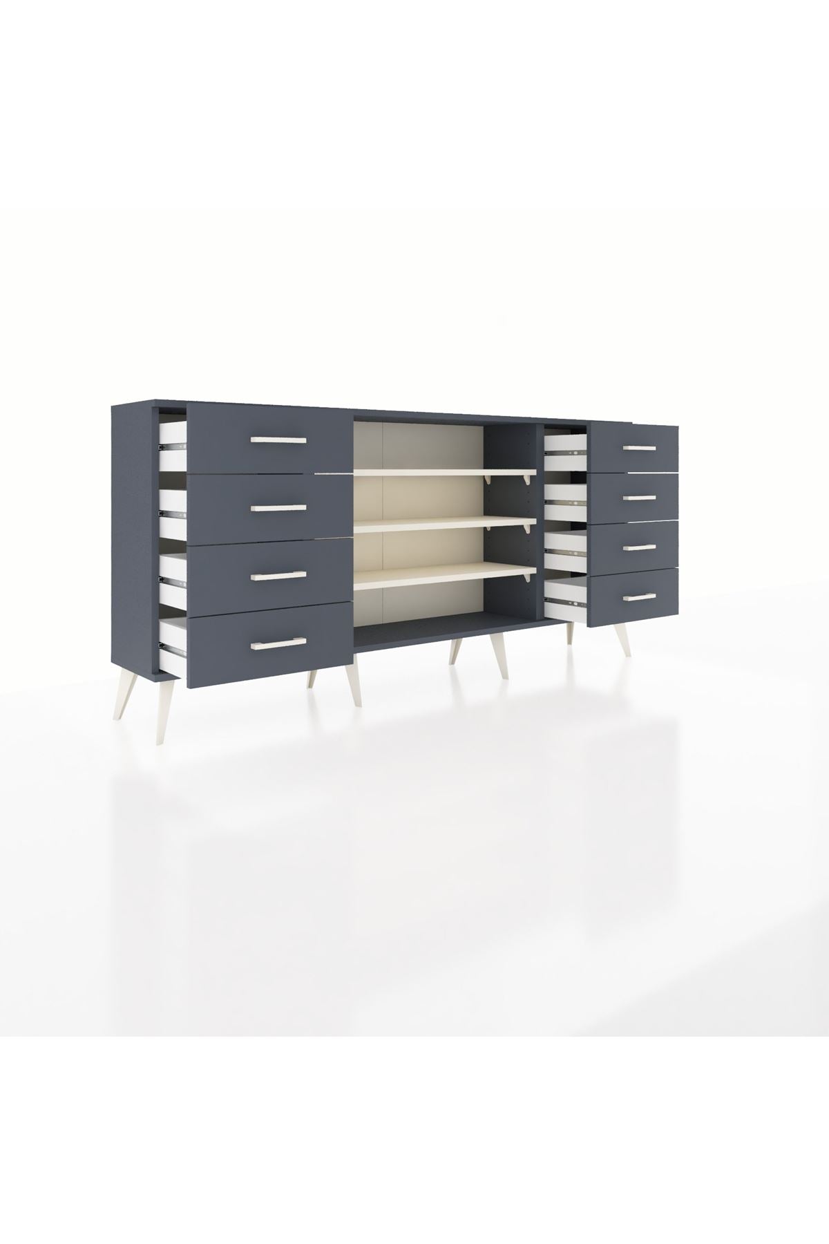 Arges Konsol 3 Raflı 8 Çekmeceli 176x30x83 - S148M038V14A