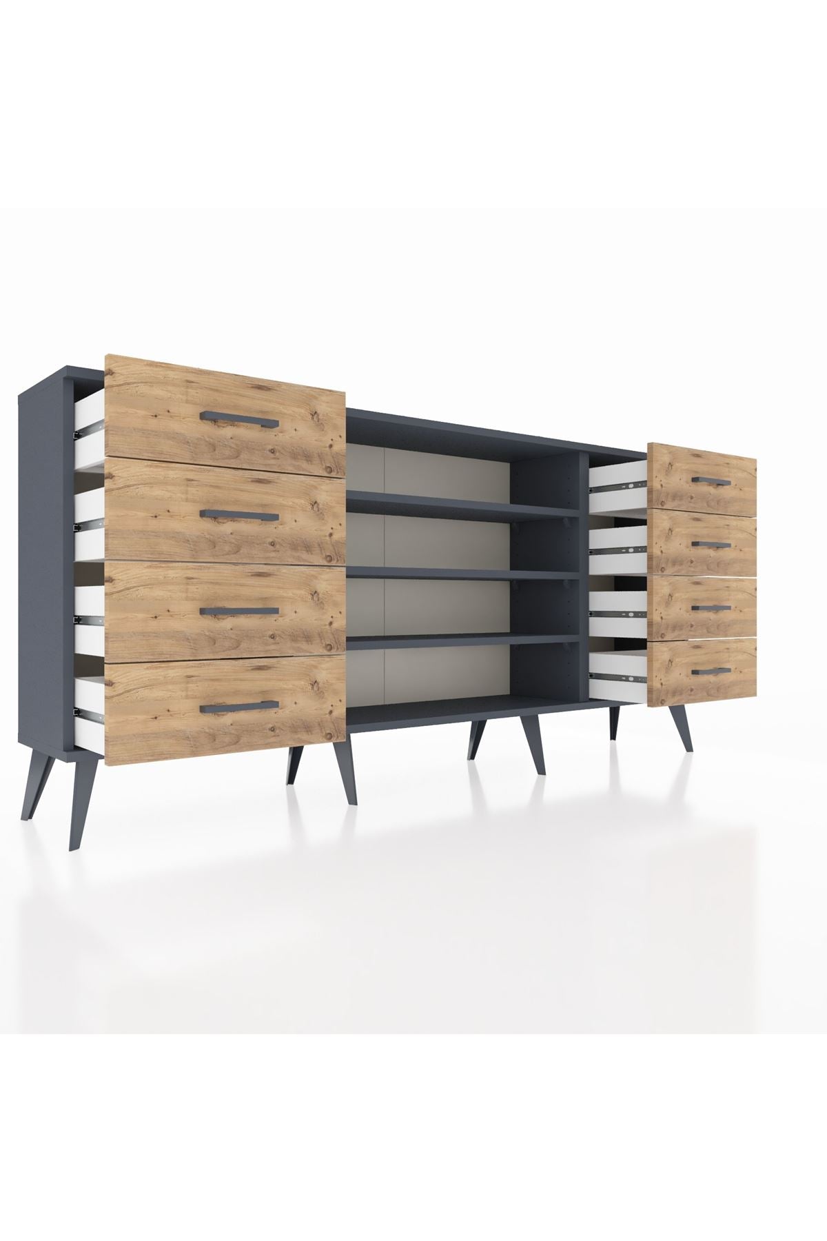 Arges Konsol 3 Raflı 8 Çekmeceli 176x30x83 - S148M038V18A