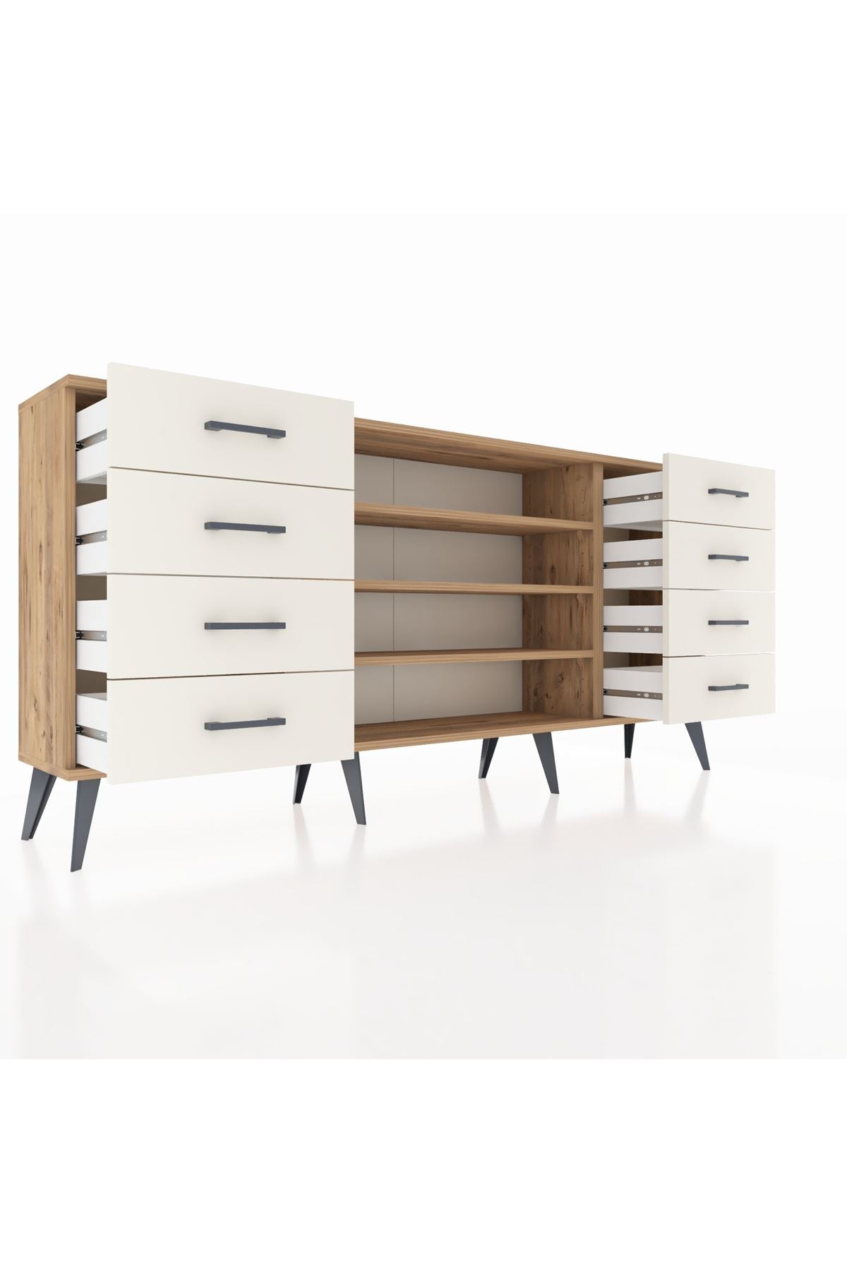 Arges Konsol 3 Raflı 8 Çekmeceli 176x30x83 - S148M038V19A