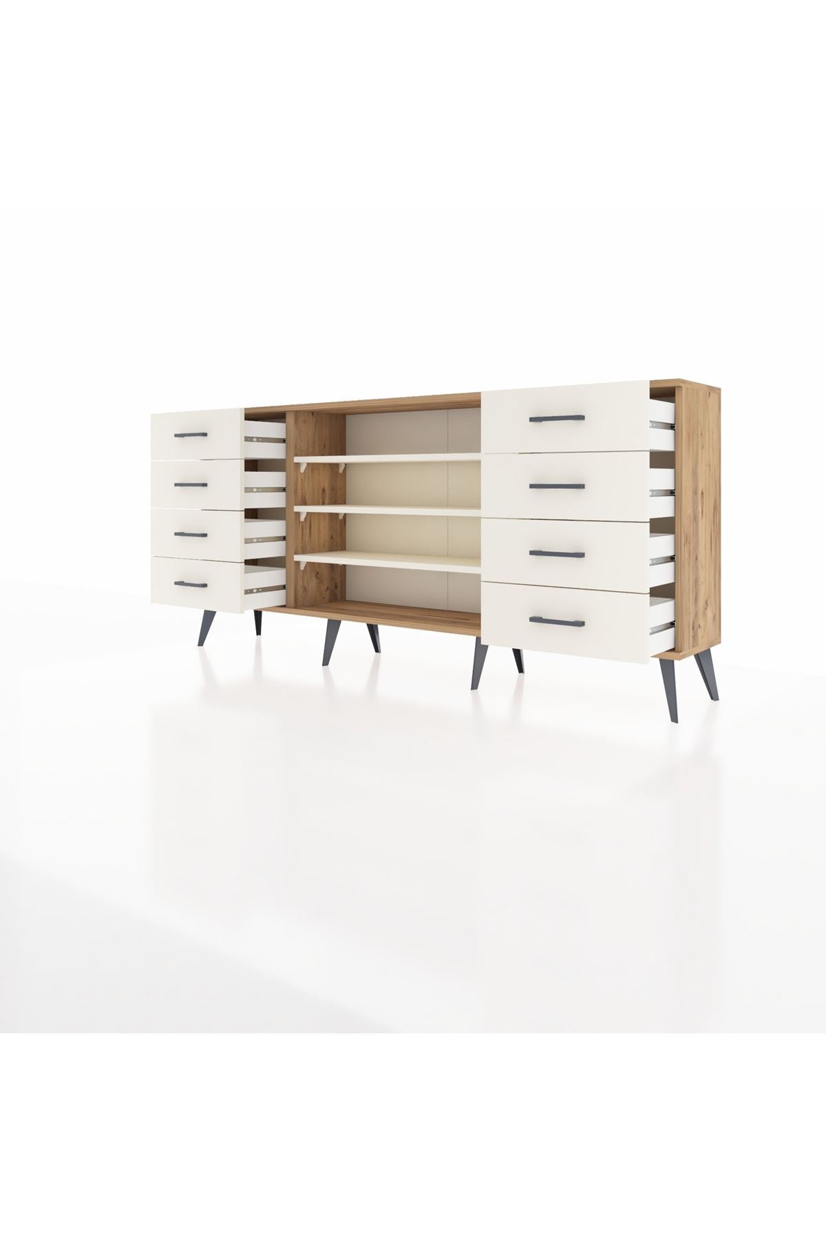 Arges Konsol 3 Raflı 8 Çekmeceli 176x30x83 - S148M038V22A