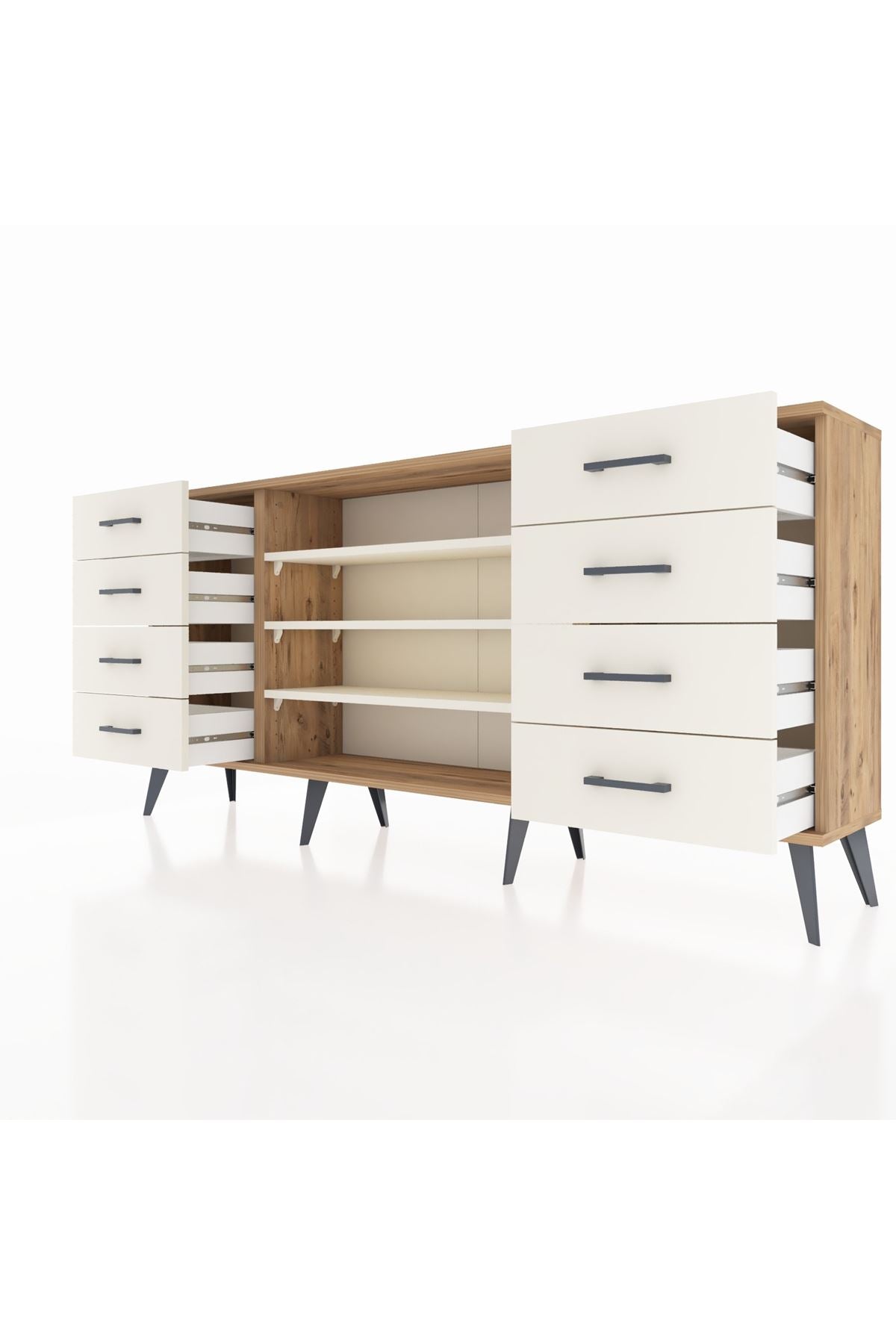 Arges Konsol 3 Raflı 8 Çekmeceli 176x30x83 - S148M038V22A