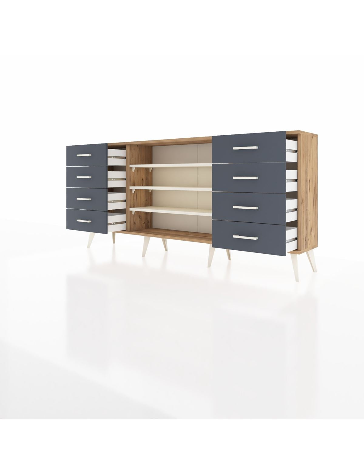 Arges Konsol 3 Raflı 8 Çekmeceli 176x30x83 - S148M038V23A