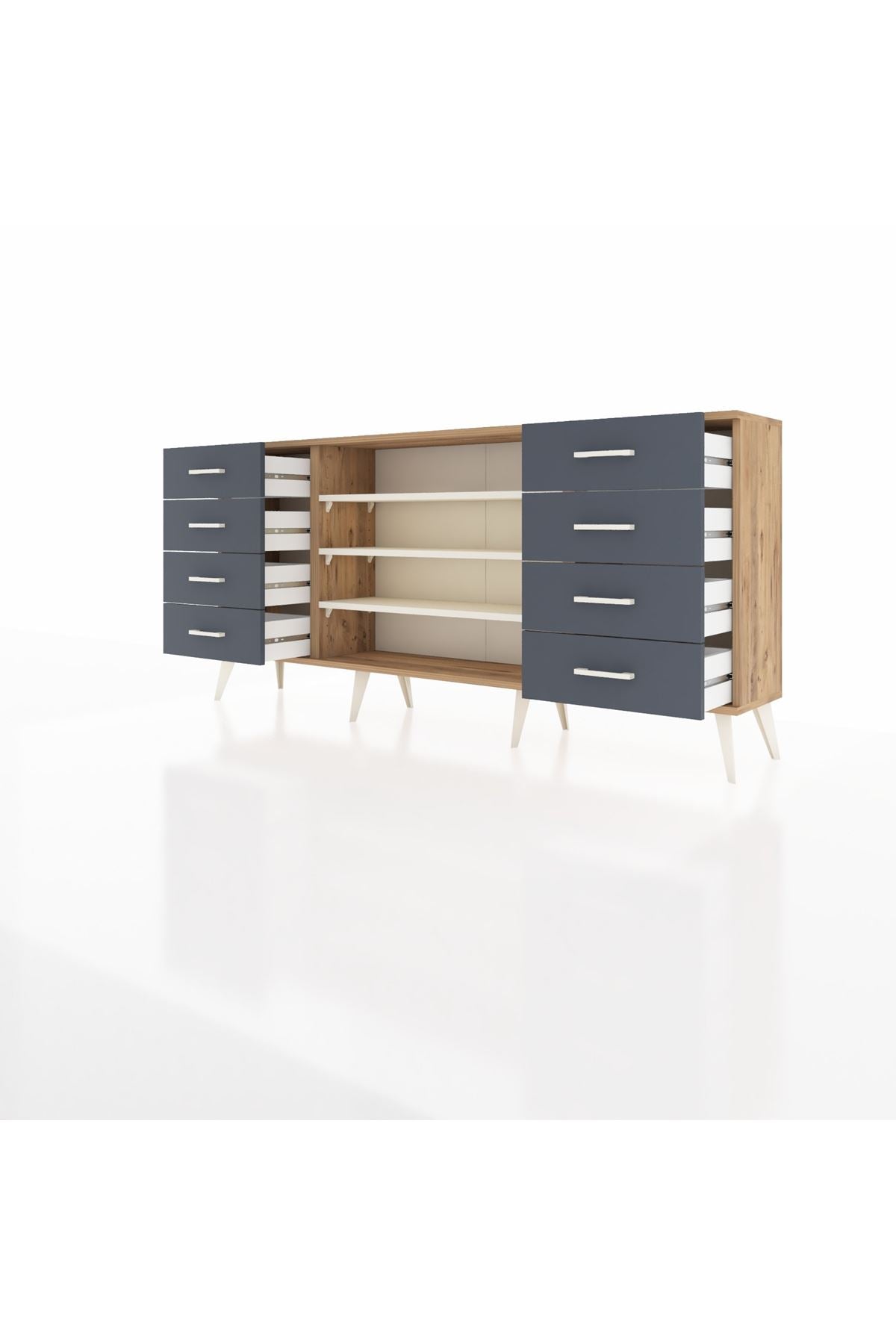 Arges Konsol 3 Raflı 8 Çekmeceli 176x30x83 - S148M038V23A