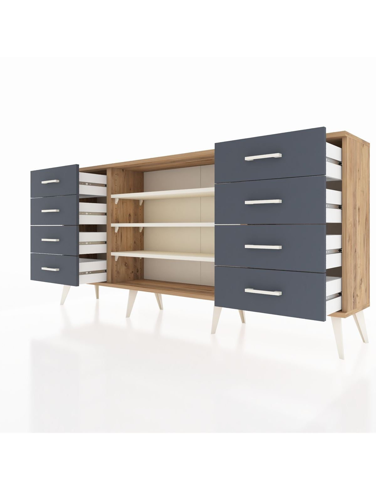 Arges Konsol 3 Raflı 8 Çekmeceli 176x30x83 - S148M038V23A