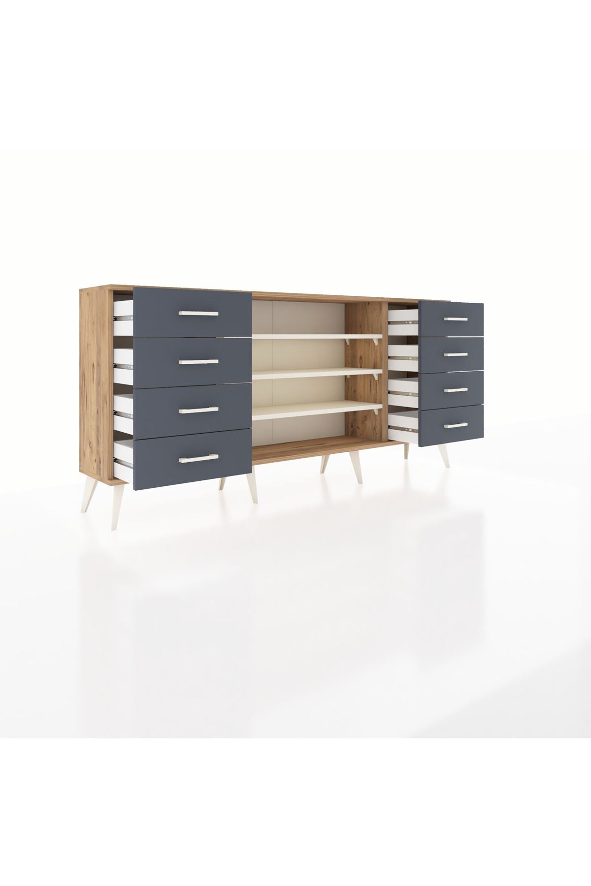 Arges Konsol 3 Raflı 8 Çekmeceli 176x30x83 - S148M038V23A