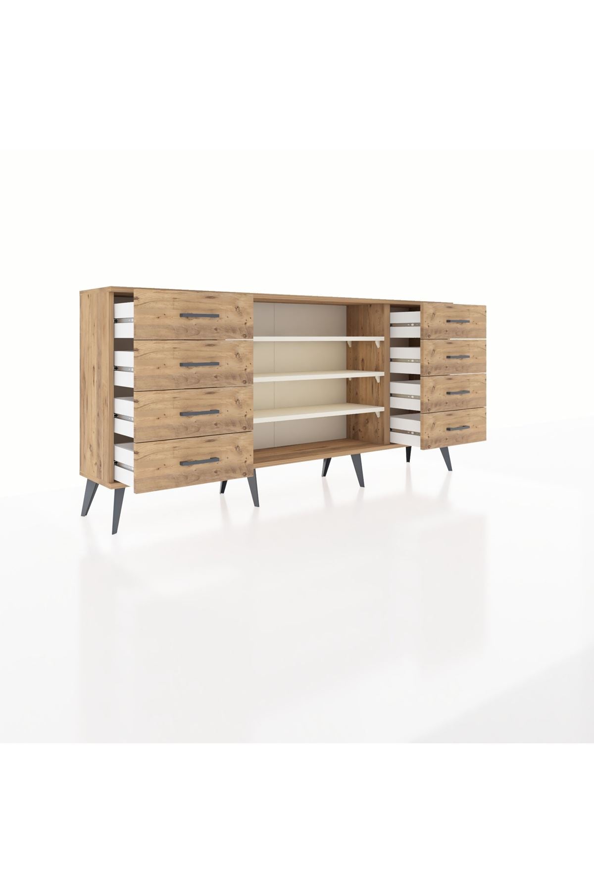 Arges Konsol 3 Raflı 8 Çekmeceli 176x30x83 - S148M038V24A