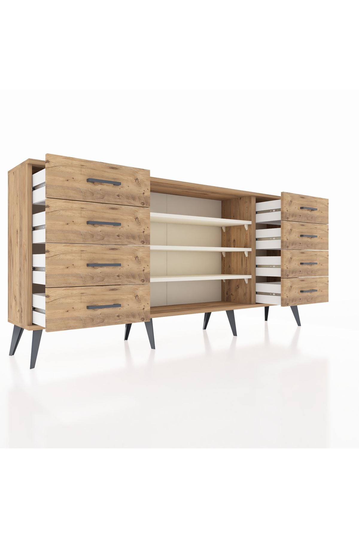 Arges Konsol 3 Raflı 8 Çekmeceli 176x30x83 - S148M038V24A