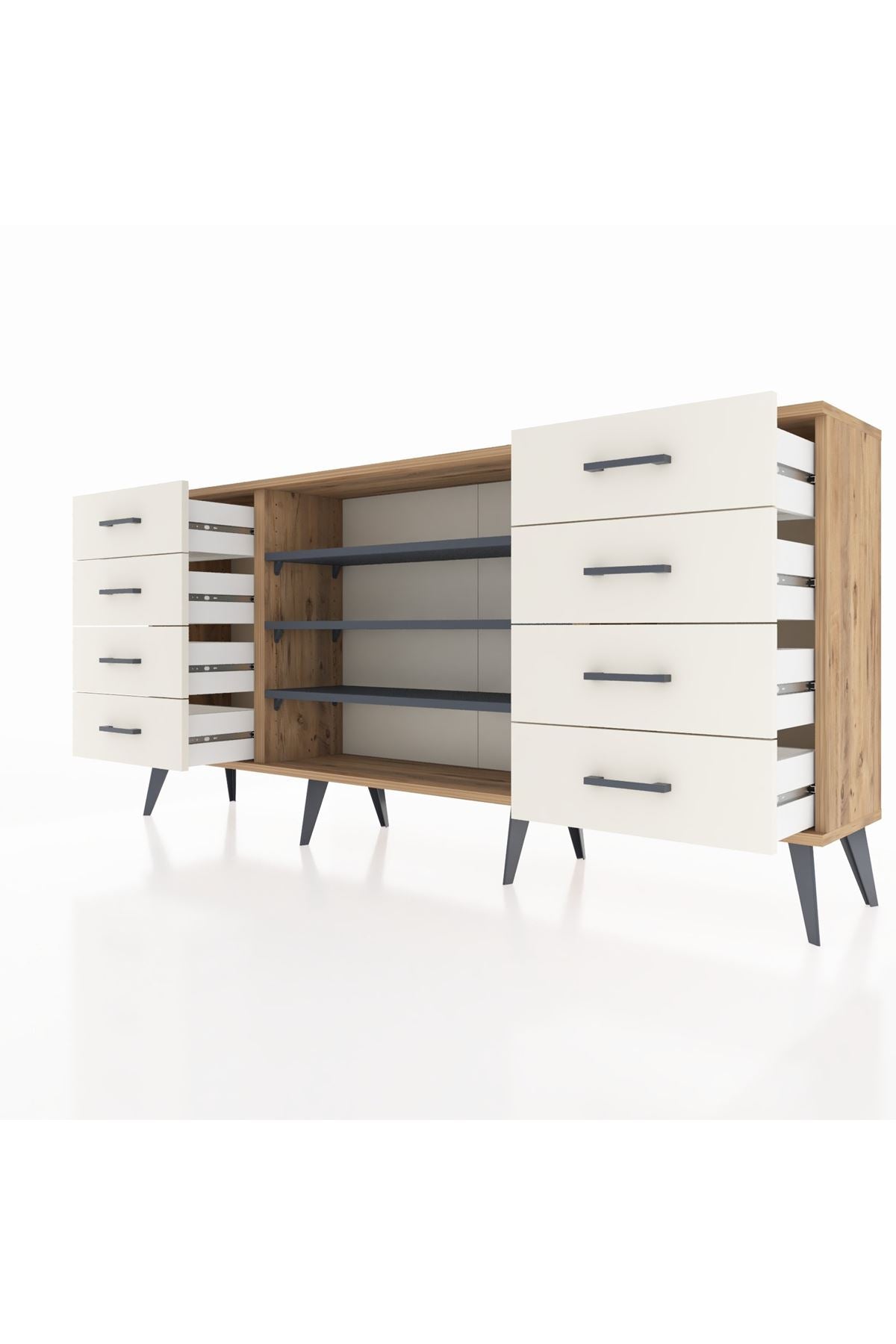 Arges Konsol 3 Raflı 8 Çekmeceli 176x30x83 - S148M038V25A