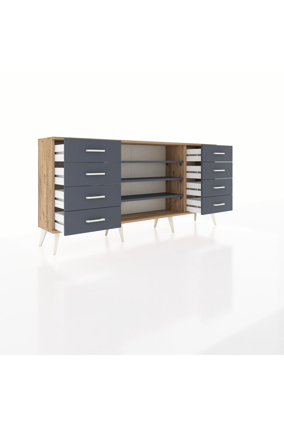 Arges Konsol 3 Raflı 8 Çekmeceli 176x30x83 - S148M038V26A