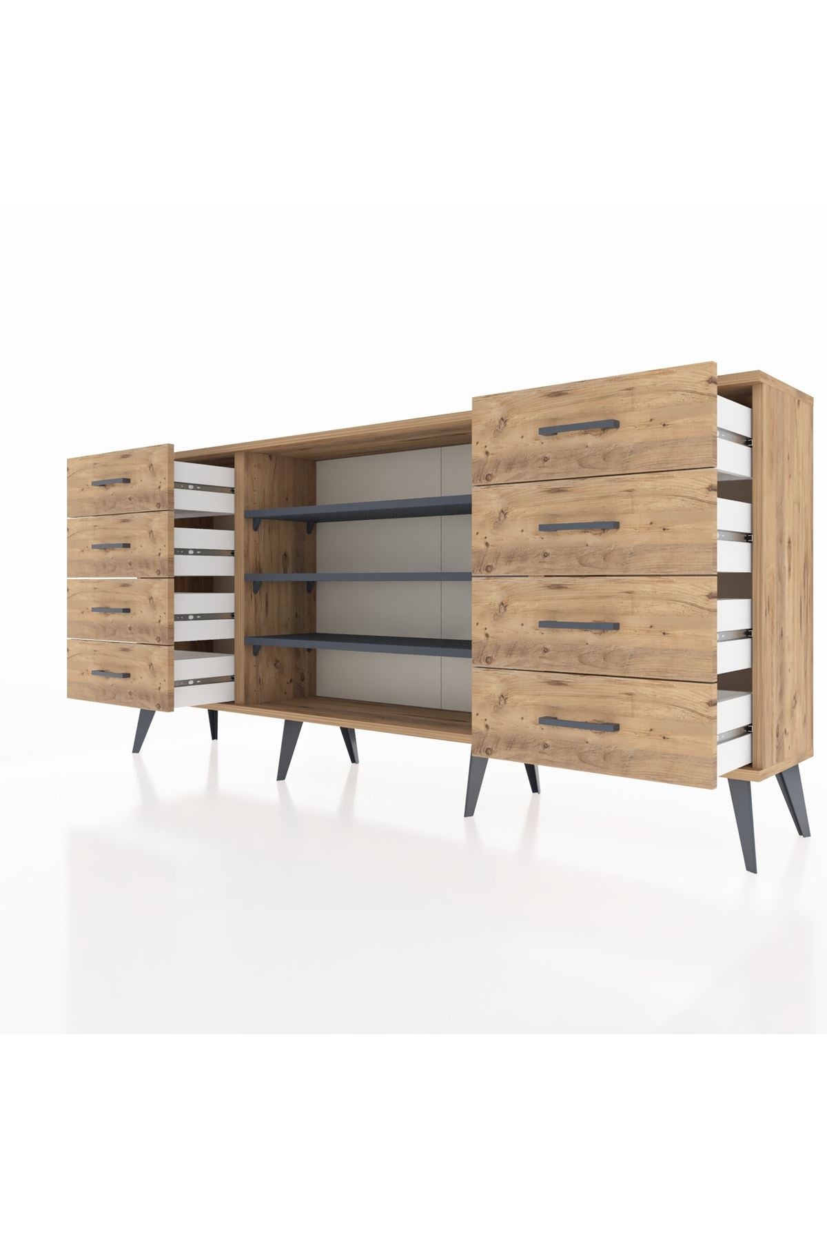 Arges Konsol 3 Raflı 8 Çekmeceli 176x30x83 - S148M038V27A