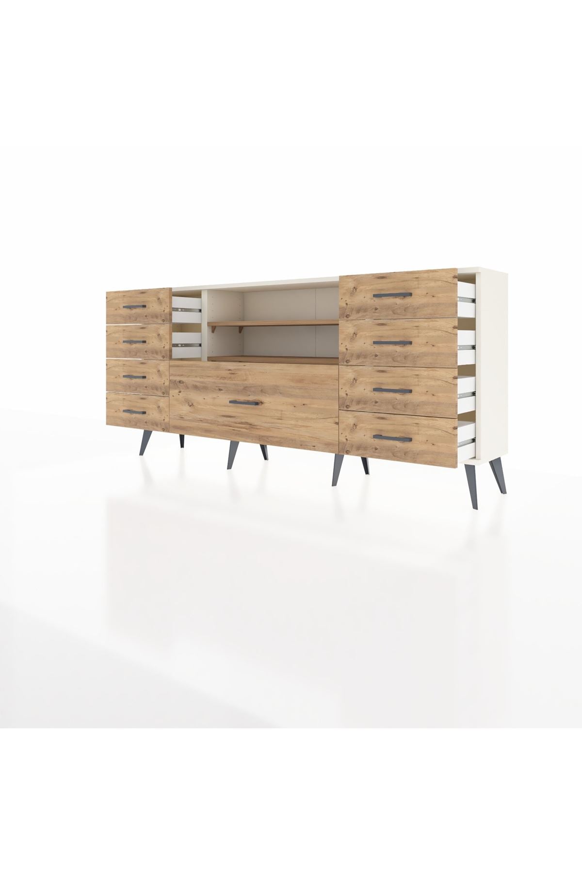 Arges Konsol 2 Raflı 9 Çekmeceli 176x30x83 - S148M039V03A