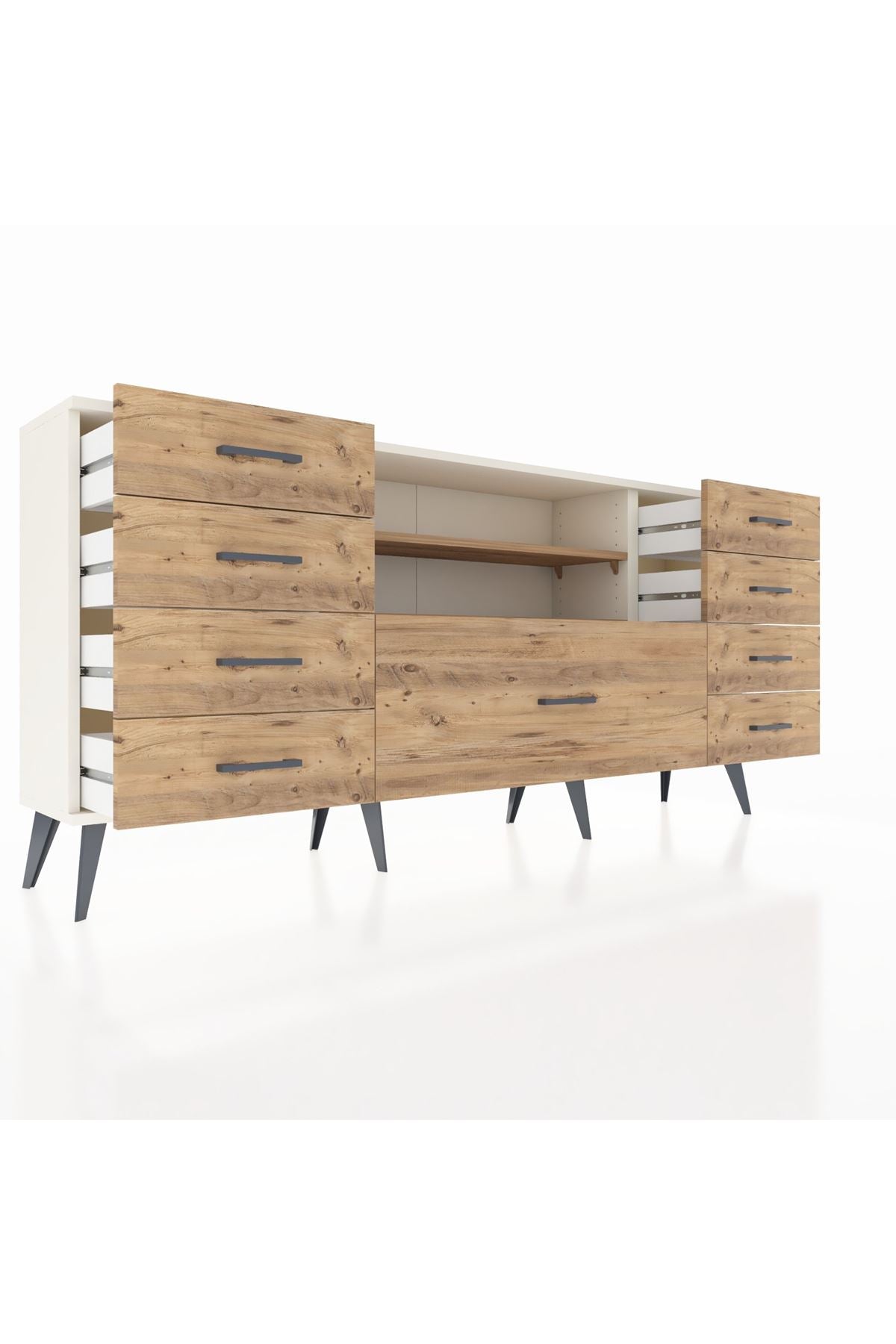 Arges Konsol 2 Raflı 9 Çekmeceli 176x30x83 - S148M039V03A