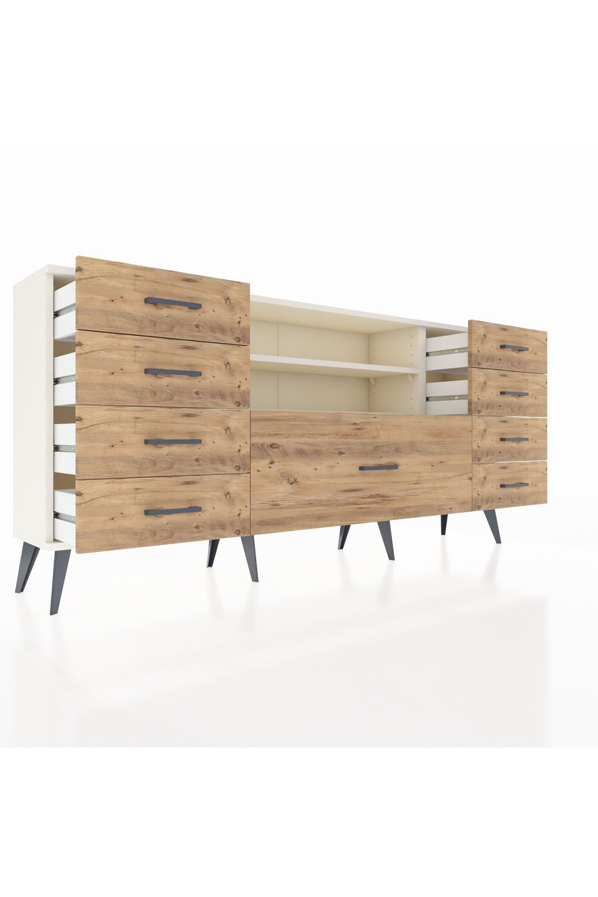 Arges Konsol 2 Raflı 9 Çekmeceli 176x30x83 - S148M039V06A