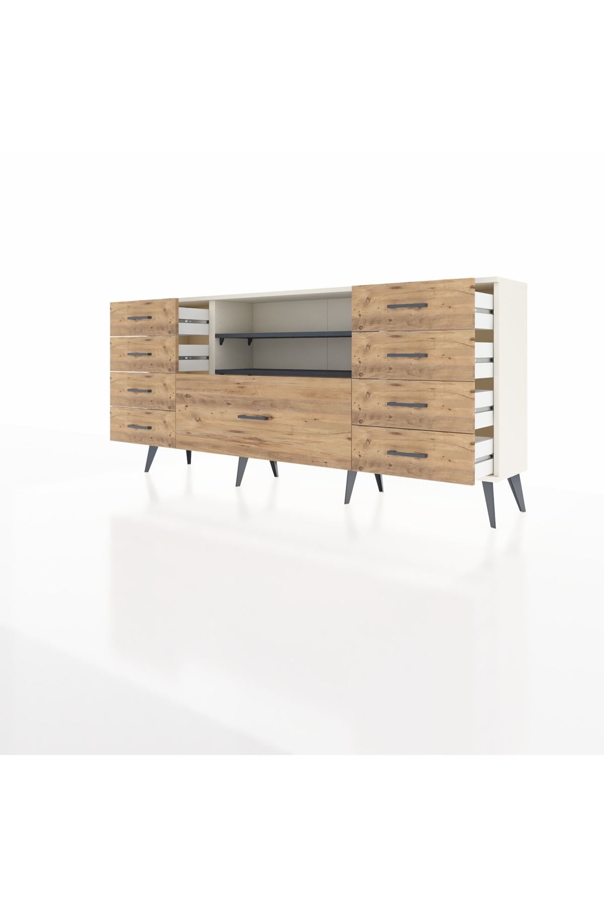 Arges Konsol 2 Raflı 9 Çekmeceli 176x30x83 - S148M039V09A