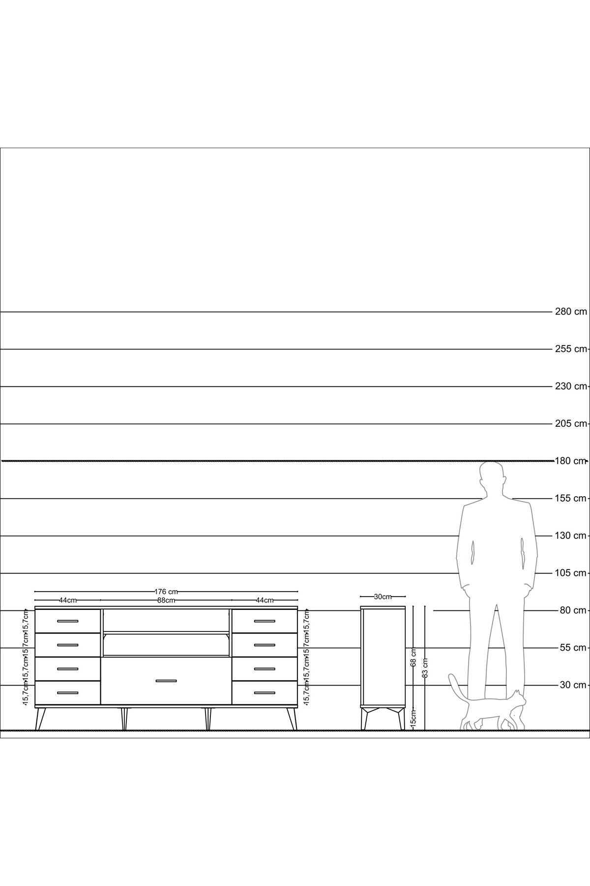 Arges Konsol 2 Raflı 9 Çekmeceli 176x30x83 - S148M039V25A