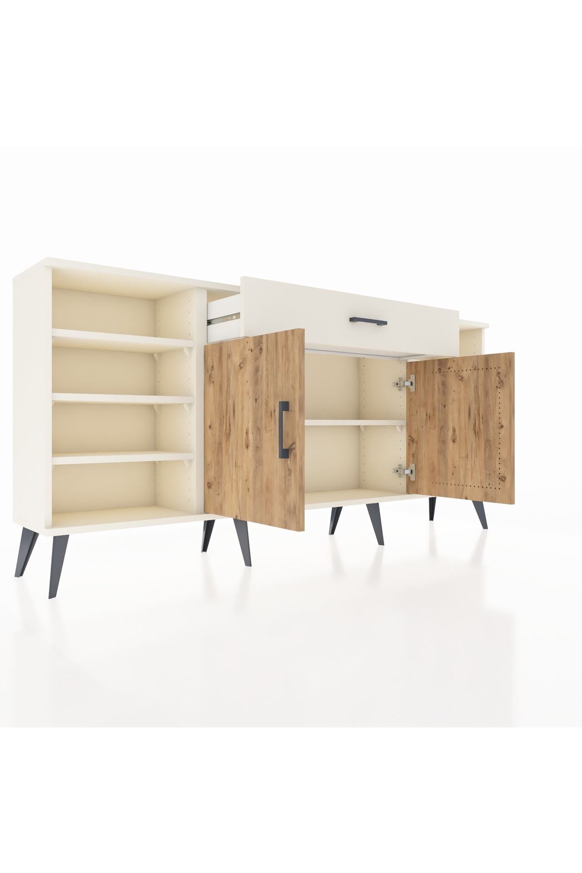 Arges Konsol 7 Raflı Tek Çekmeceli 2 Kapaklı 176x30x83 - S148M043V01A