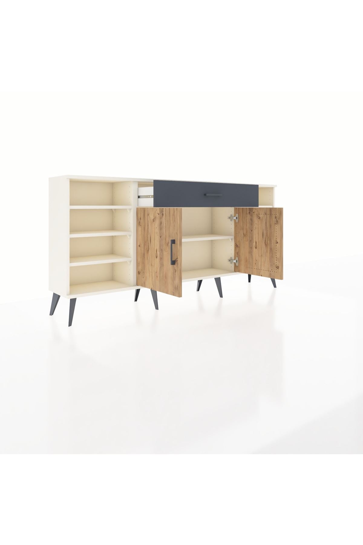 Arges Konsol 7 Raflı Tek Çekmeceli 2 Kapaklı 176x30x83 - S148M043V02A