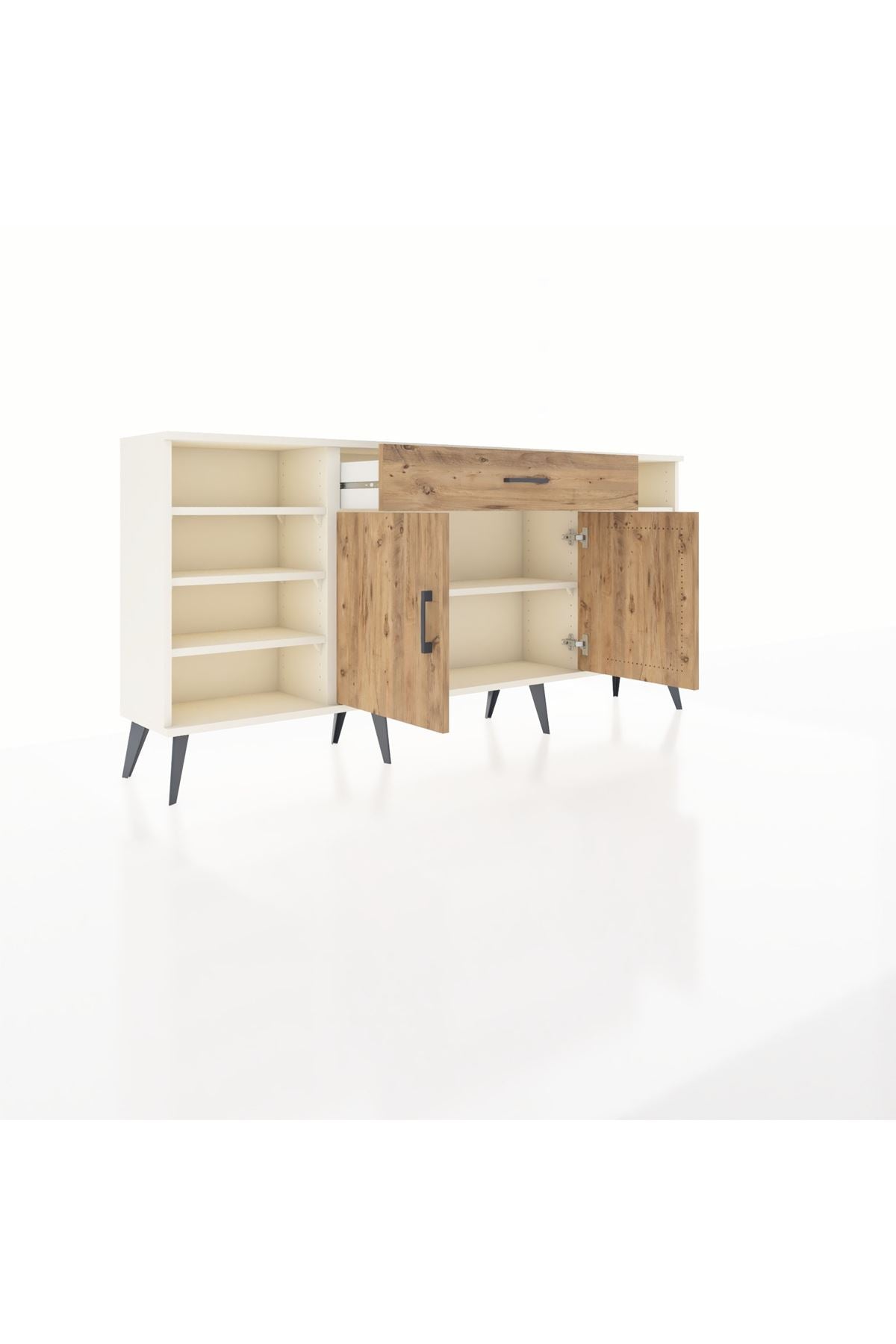 Arges Konsol 7 Raflı Tek Çekmeceli 2 Kapaklı 176x30x83 - S148M043V03A