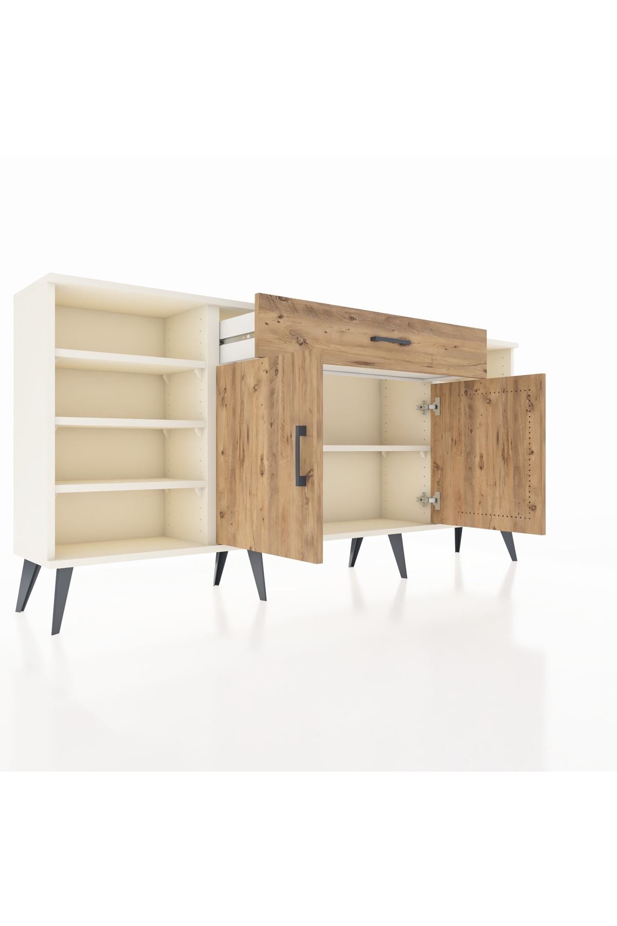 Arges Konsol 7 Raflı Tek Çekmeceli 2 Kapaklı 176x30x83 - S148M043V03A