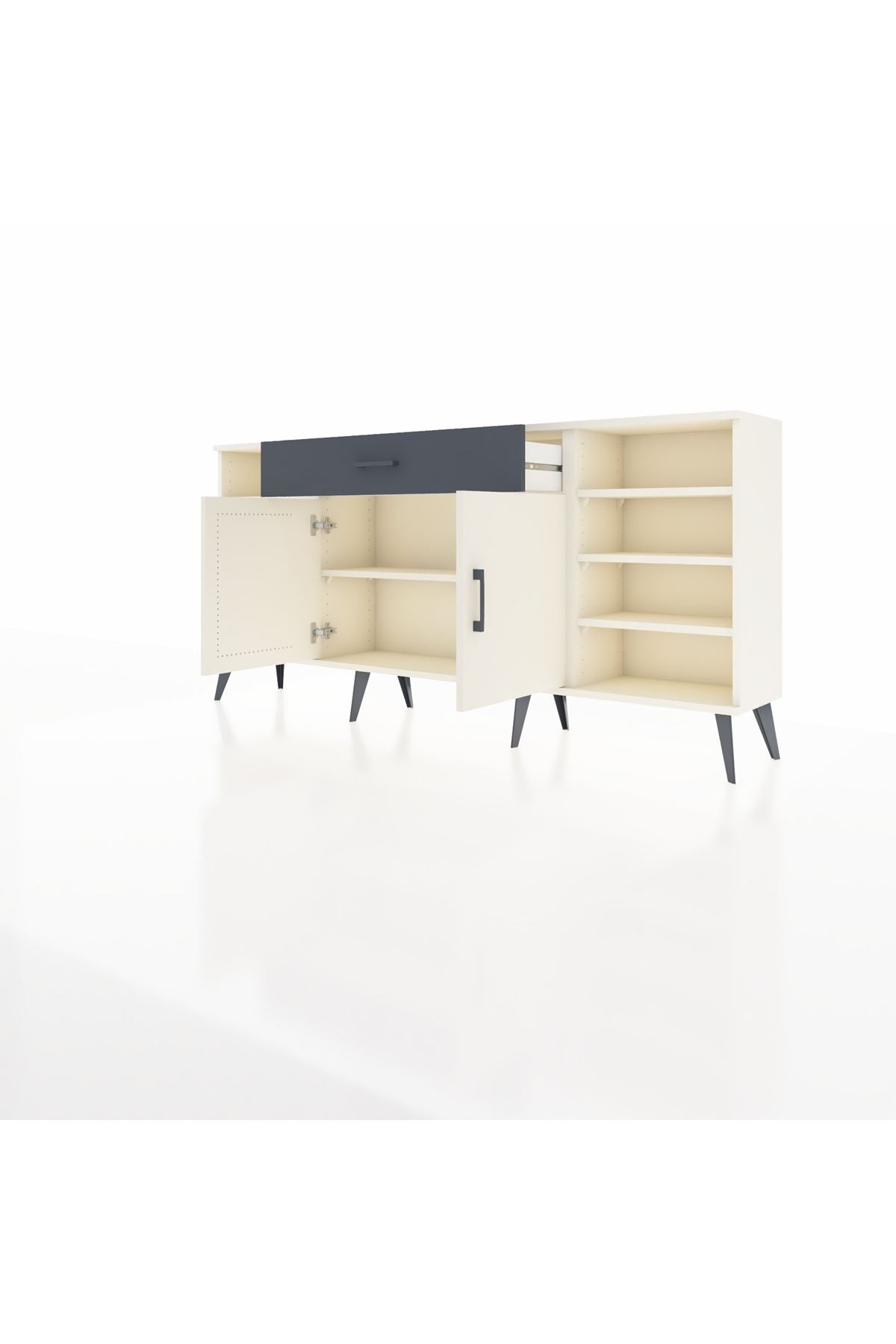 Arges Konsol 7 Raflı Tek Çekmeceli 2 Kapaklı 176x30x83 - S148M043V05A