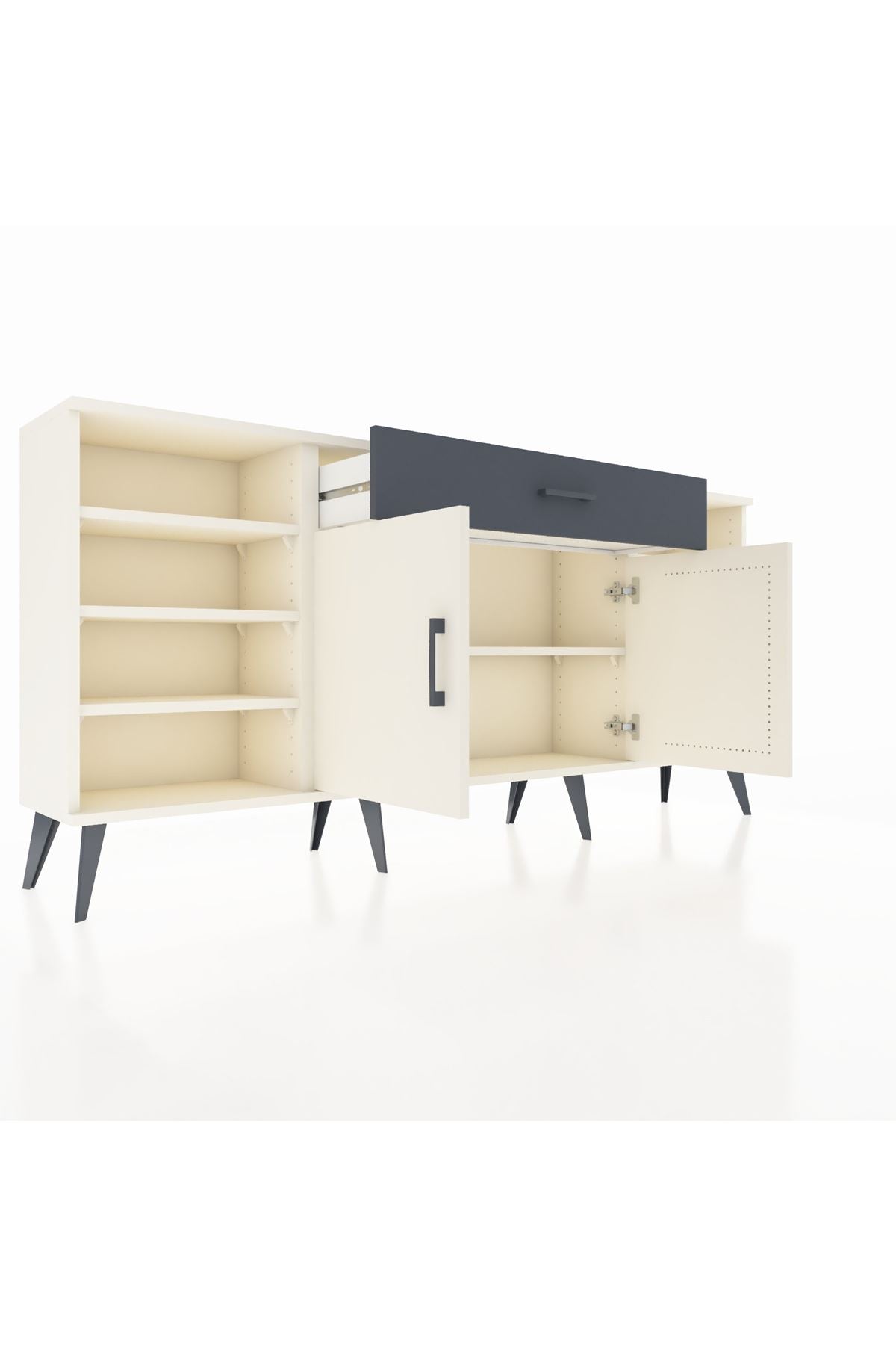 Arges Konsol 7 Raflı Tek Çekmeceli 2 Kapaklı 176x30x83 - S148M043V05A