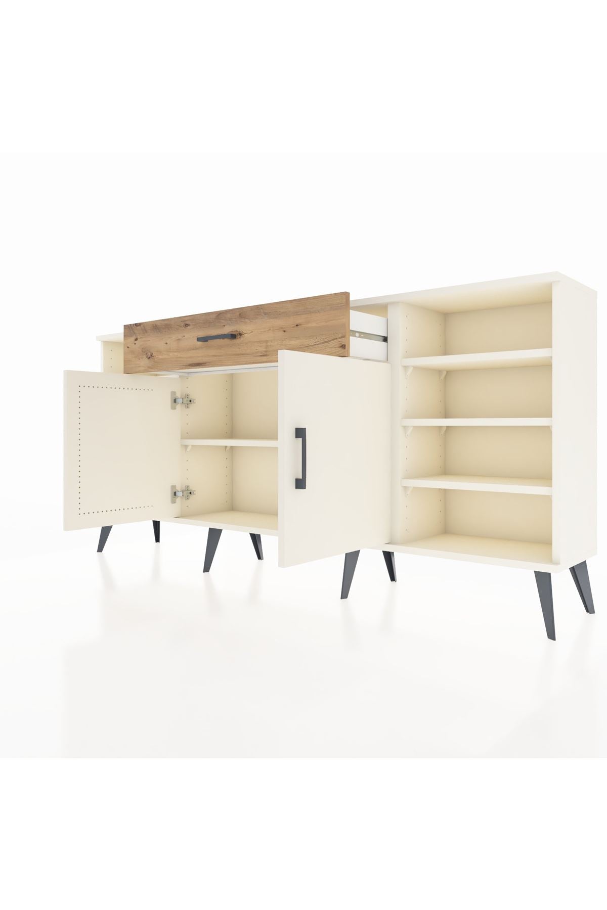 Arges Konsol 7 Raflı Tek Çekmeceli 2 Kapaklı 176x30x83 - S148M043V06A