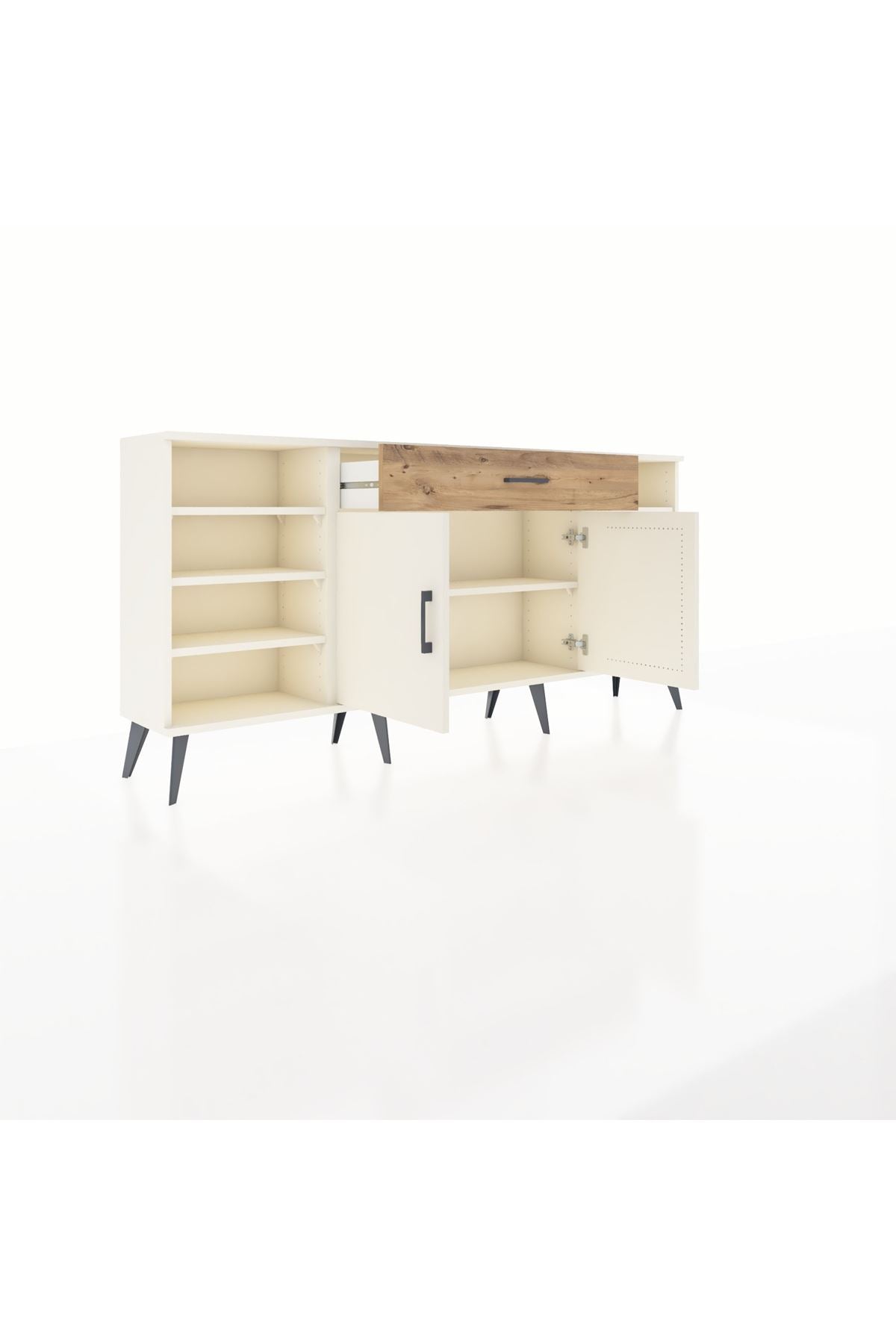 Arges Konsol 7 Raflı Tek Çekmeceli 2 Kapaklı 176x30x83 - S148M043V06A