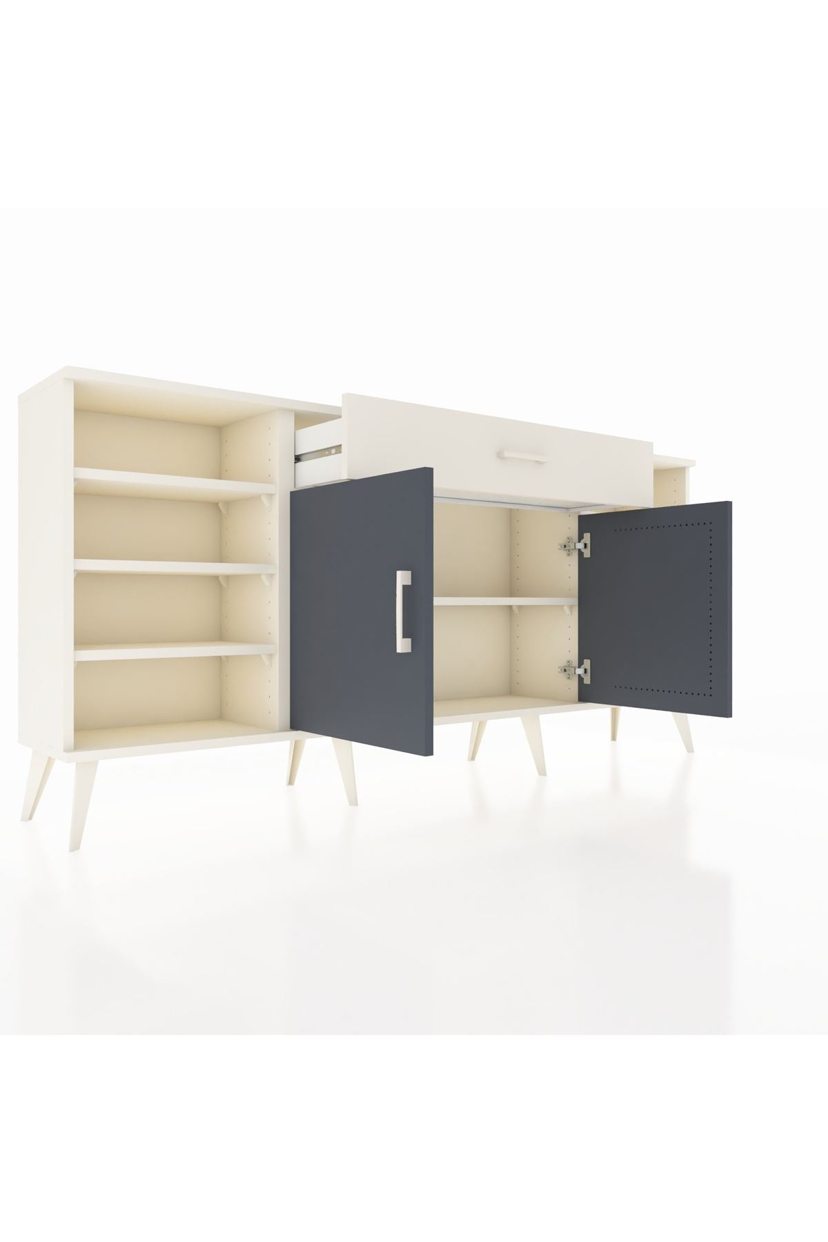 Arges Konsol 7 Raflı Tek Çekmeceli 2 Kapaklı 176x30x83 - S148M043V07A