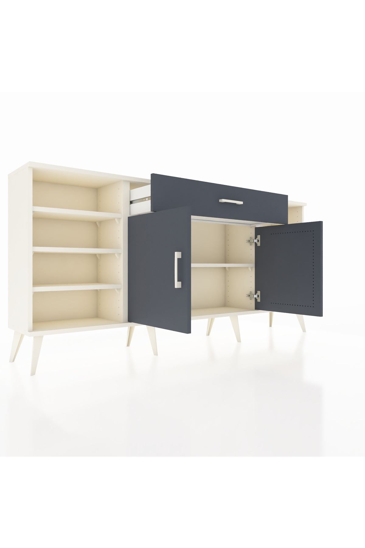 Arges Konsol 7 Raflı Tek Çekmeceli 2 Kapaklı 176x30x83 - S148M043V08A