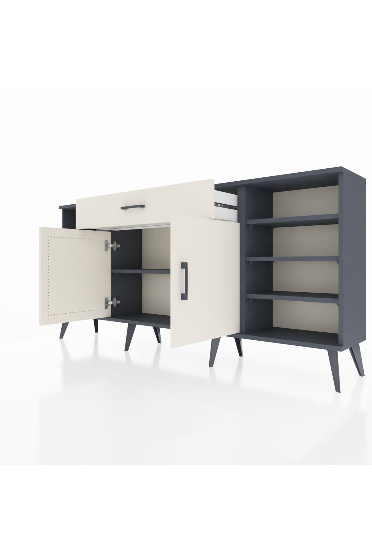 Arges Konsol 7 Raflı Tek Çekmeceli 2 Kapaklı 176x30x83 - S148M043V13A