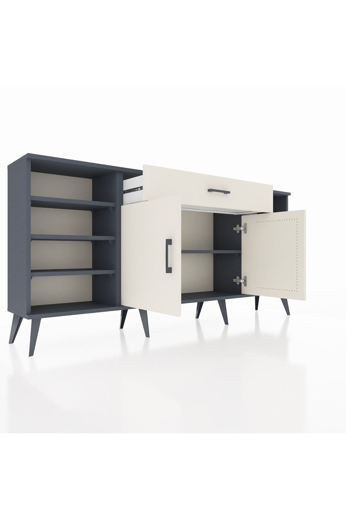 Arges Konsol 7 Raflı Tek Çekmeceli 2 Kapaklı 176x30x83 - S148M043V13A