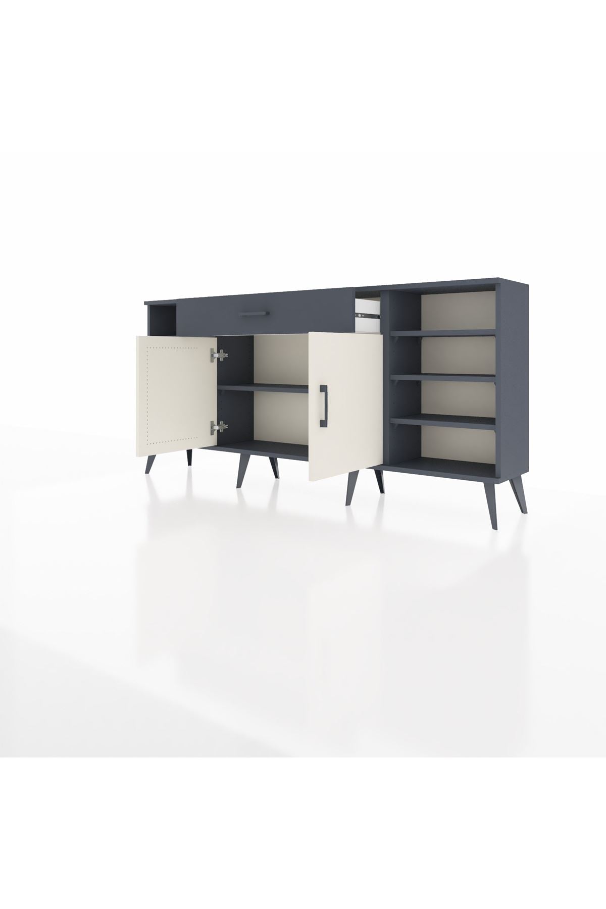 Arges Konsol 7 Raflı Tek Çekmeceli 2 Kapaklı 176x30x83 - S148M043V14A