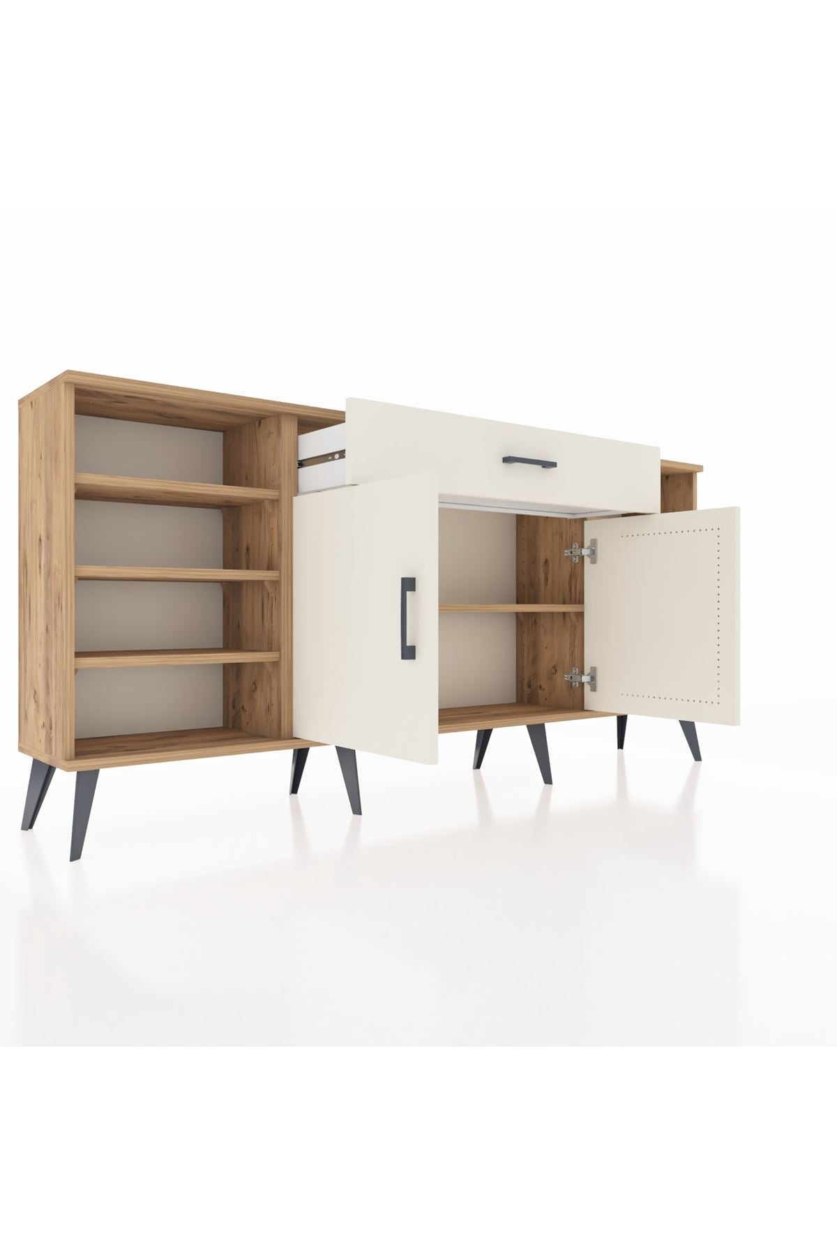 Arges Konsol 7 Raflı Tek Çekmeceli 2 Kapaklı 176x30x83 - S148M043V22A