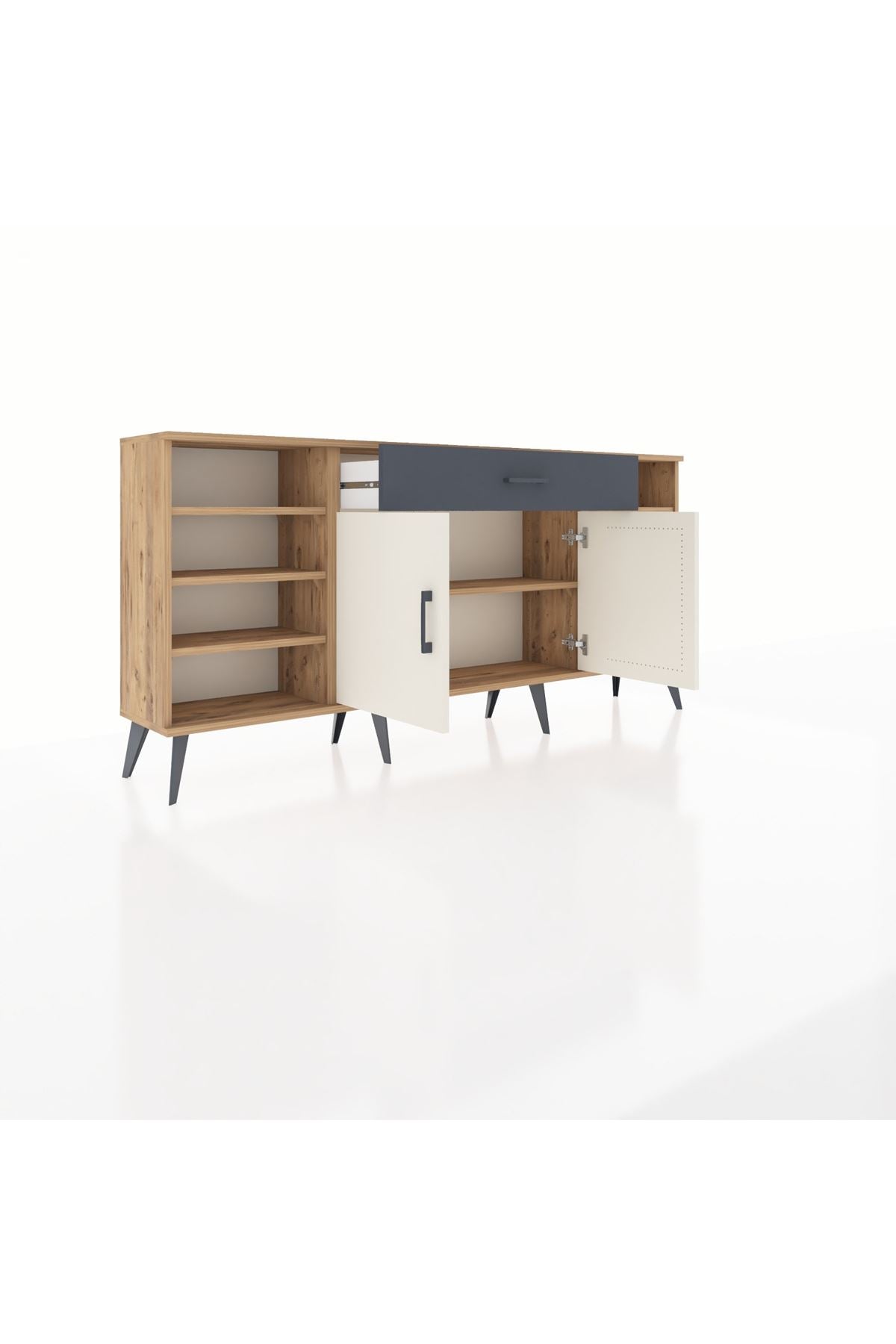 Arges Konsol 7 Raflı Tek Çekmeceli 2 Kapaklı 176x30x83 - S148M043V23A