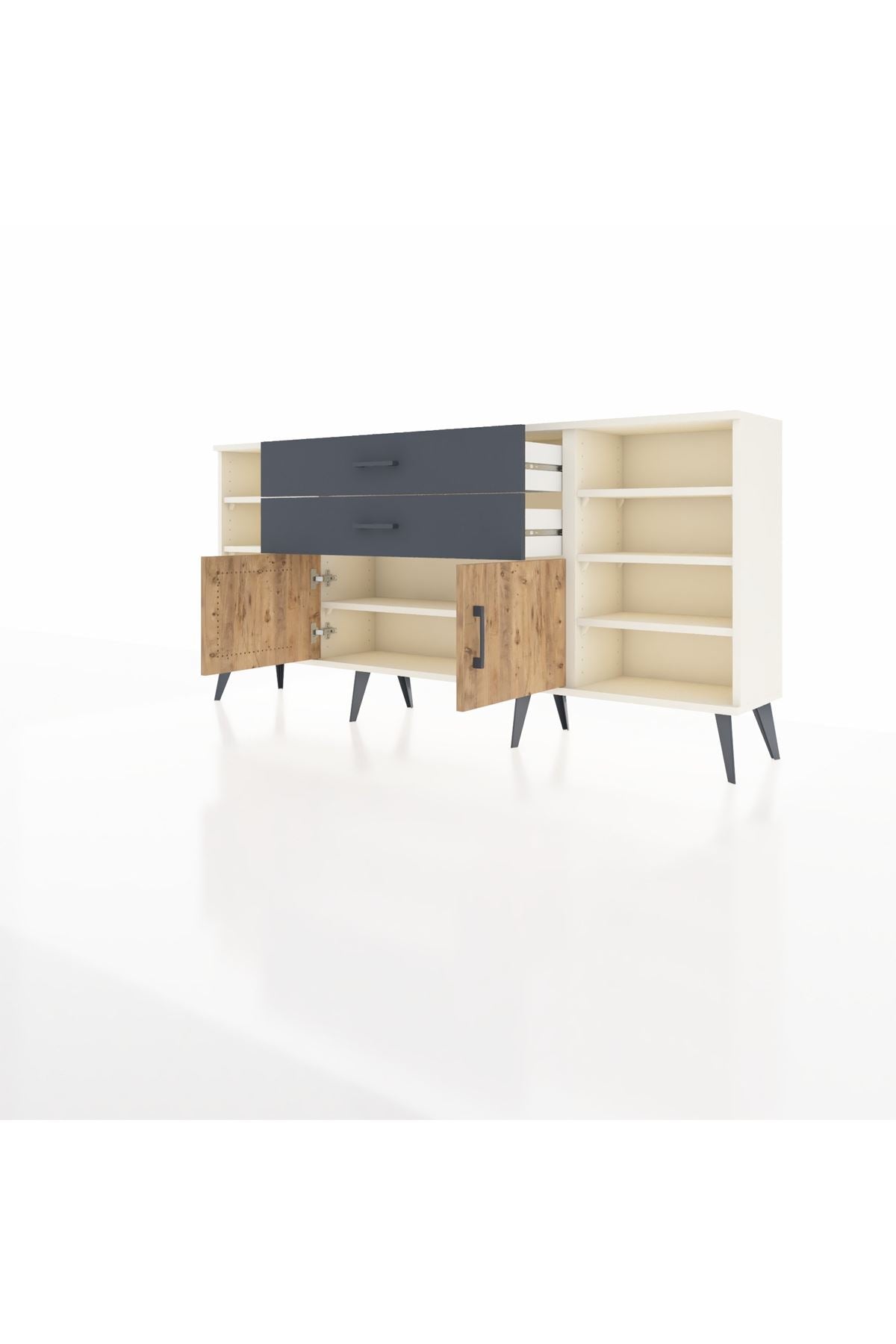 Arges Konsol 7 Raflı 2 Çekmeceli 2 Kapaklı 176x30x83 - S148M044V02A