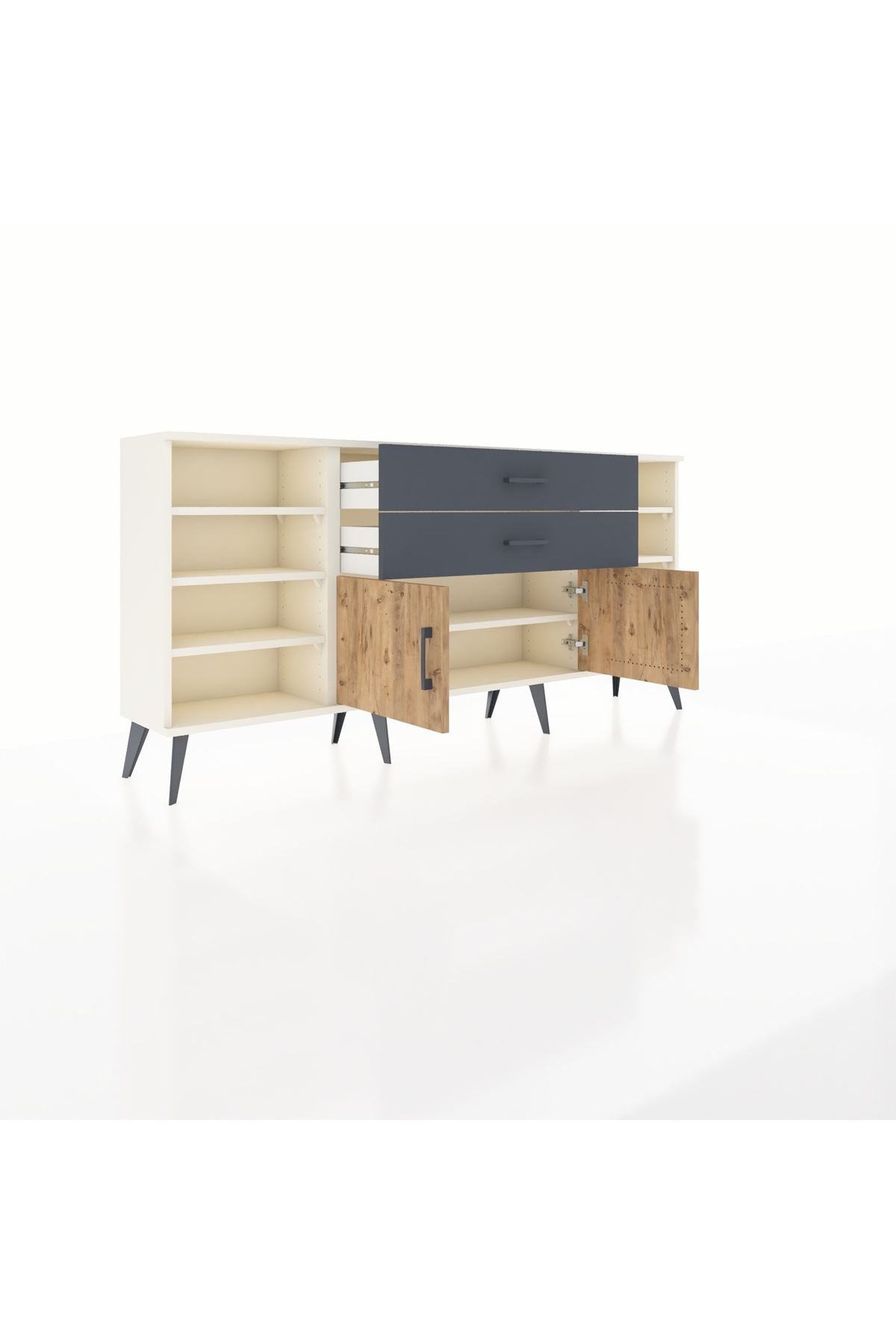 Arges Konsol 7 Raflı 2 Çekmeceli 2 Kapaklı 176x30x83 - S148M044V02A