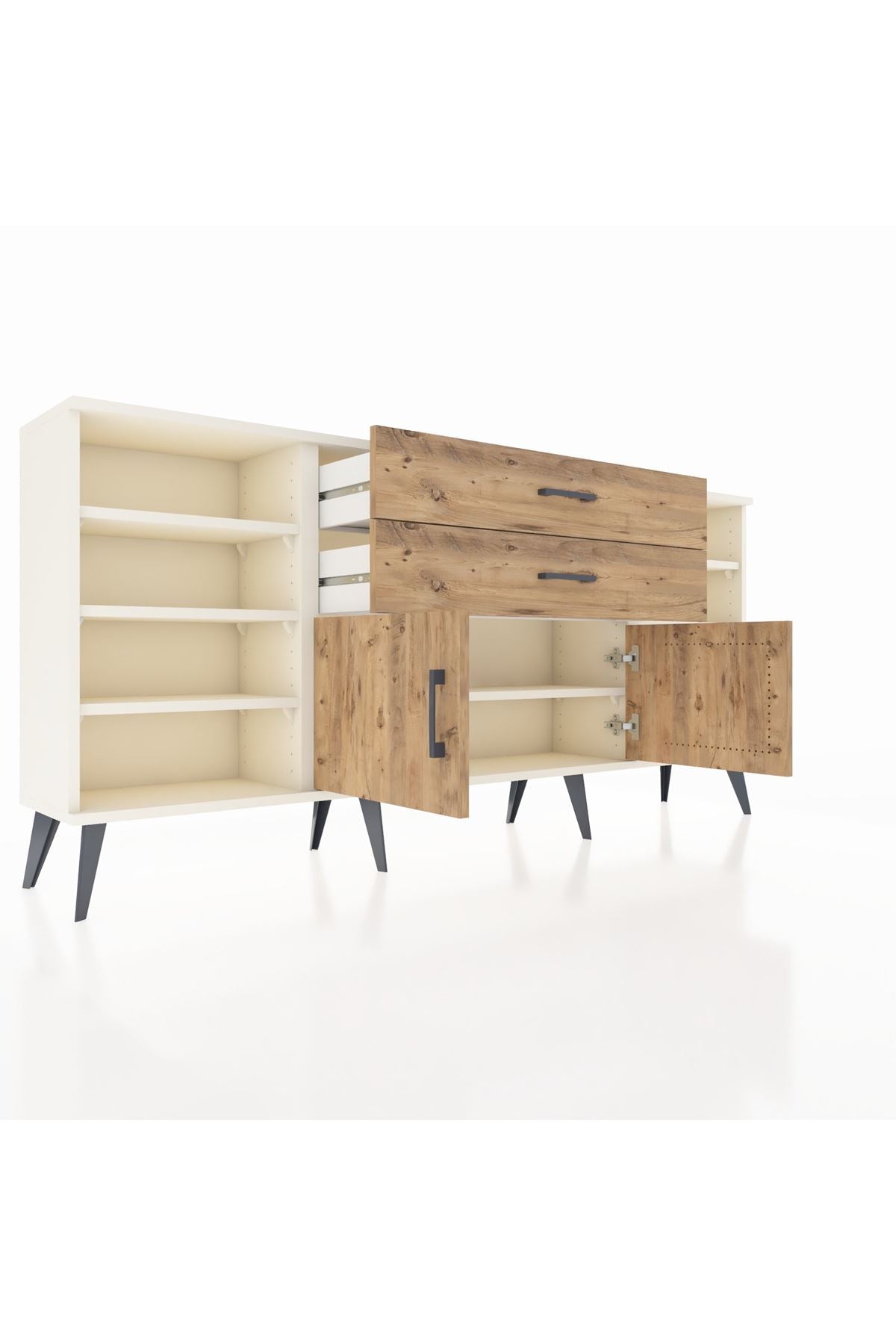 Arges Konsol 7 Raflı 2 Çekmeceli 2 Kapaklı 176x30x83 - S148M044V03A